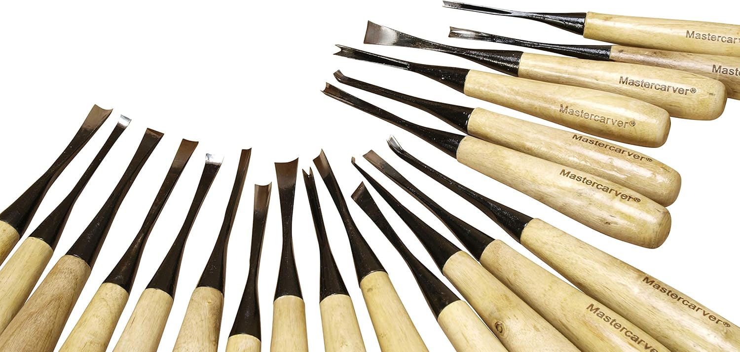 20pc Mastercarver Detail Wood Carving Tools Set w/Canvas Roll 401005