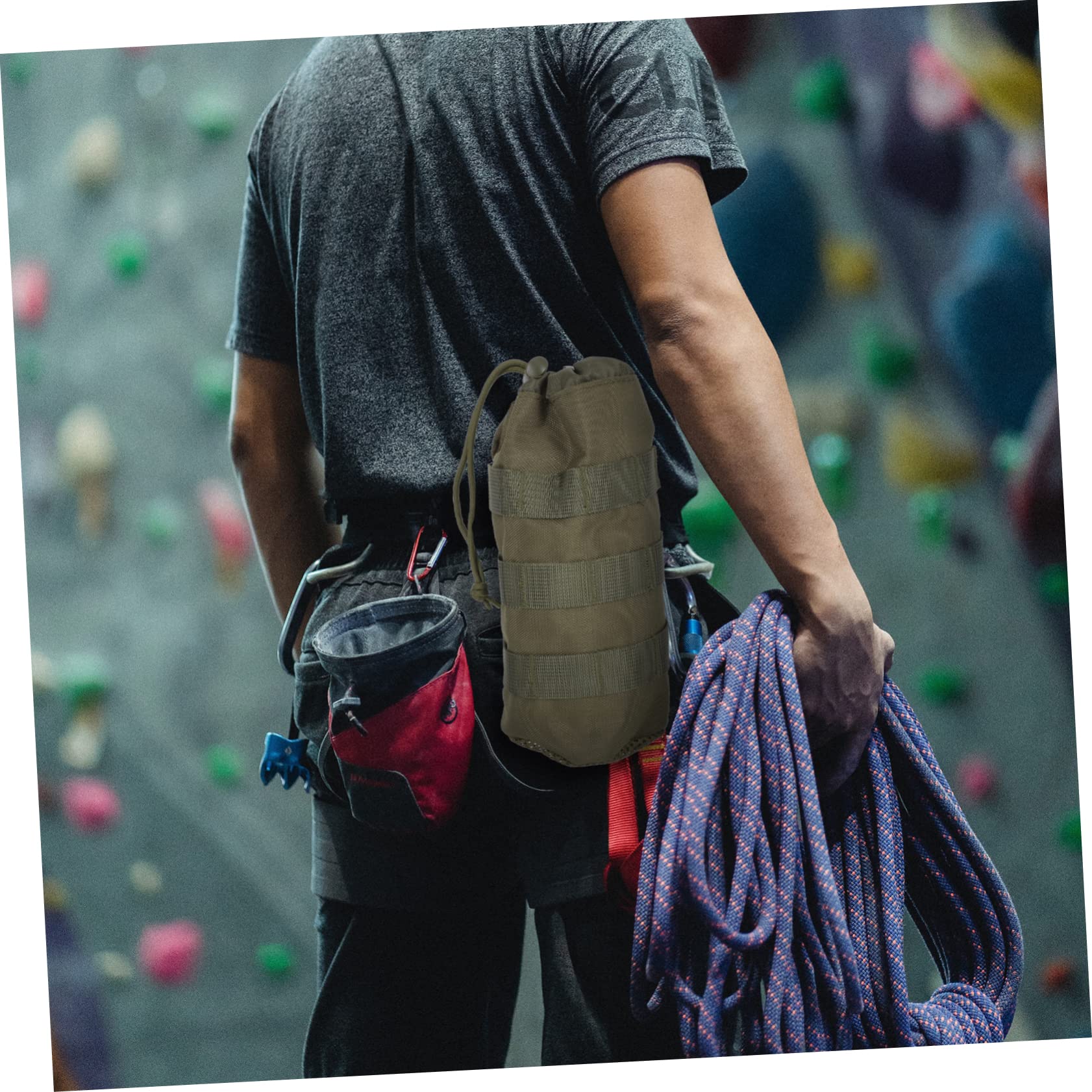 HANABASS 3 Stück Outdoor Wasserflaschenhalter Praktische Tragetasche für Camping Reisen Schützt Ihre Flasche Kratzern für Radfahren Fitness Militärgrün