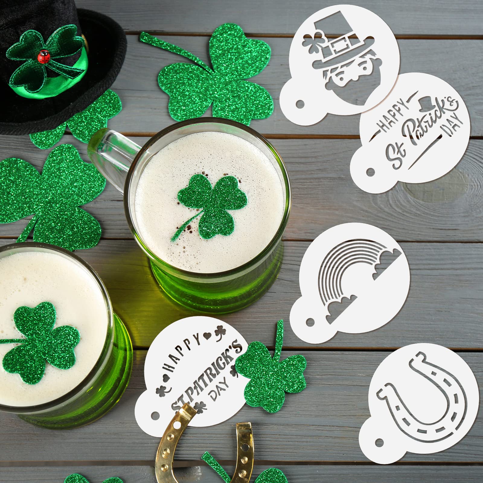 30 Pieces St. Patrick's Day Cookies Stencils Shamrock Cookie Screen Print St. Patrick's Day Baking Holiday Stencils DIY Crafts St. Patrick's Day Shamrock Cookie Stencil Templates Decoration - Image 7