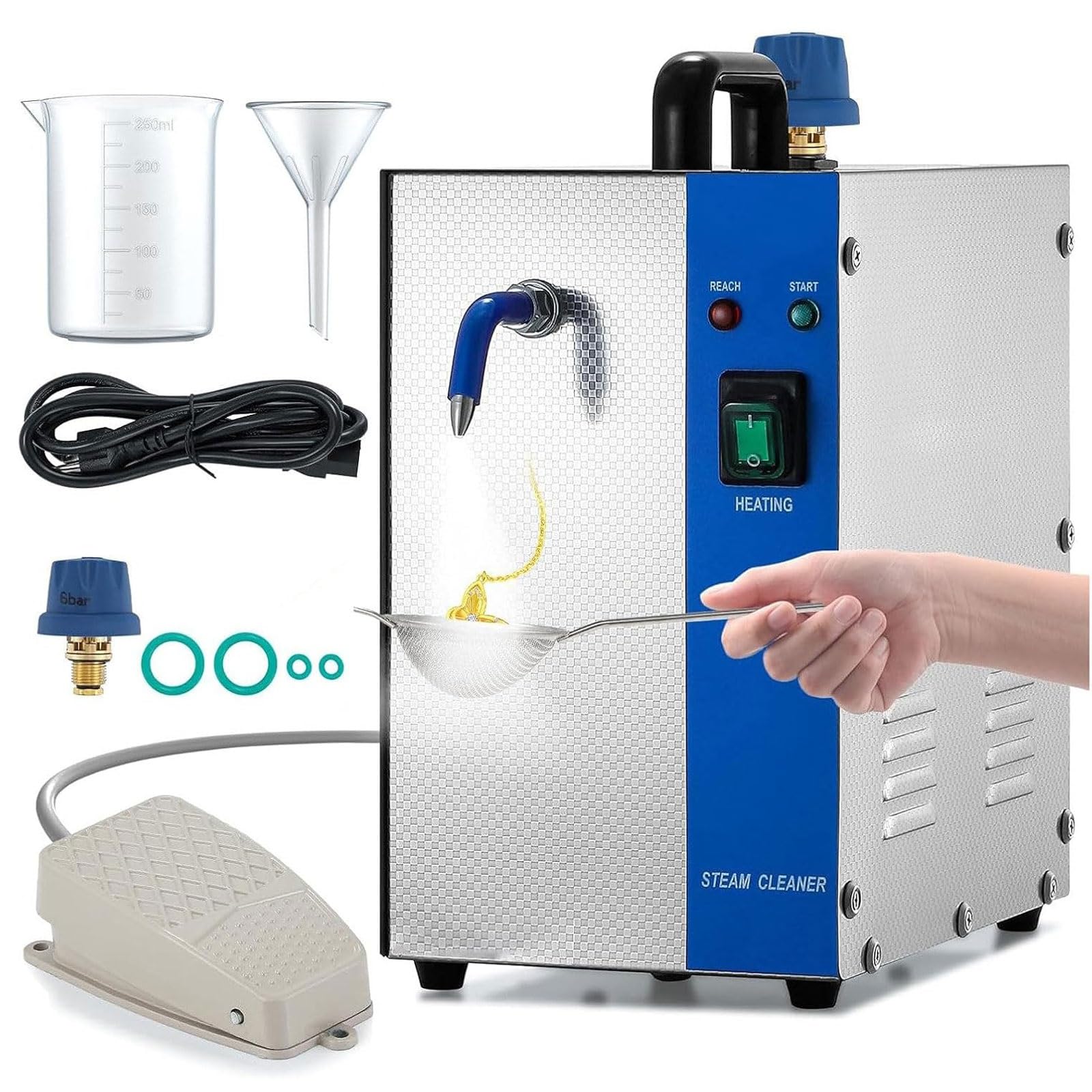 Machine de nettoyage à vapeur pour bijoux en acier inoxydable 2L 1300W
