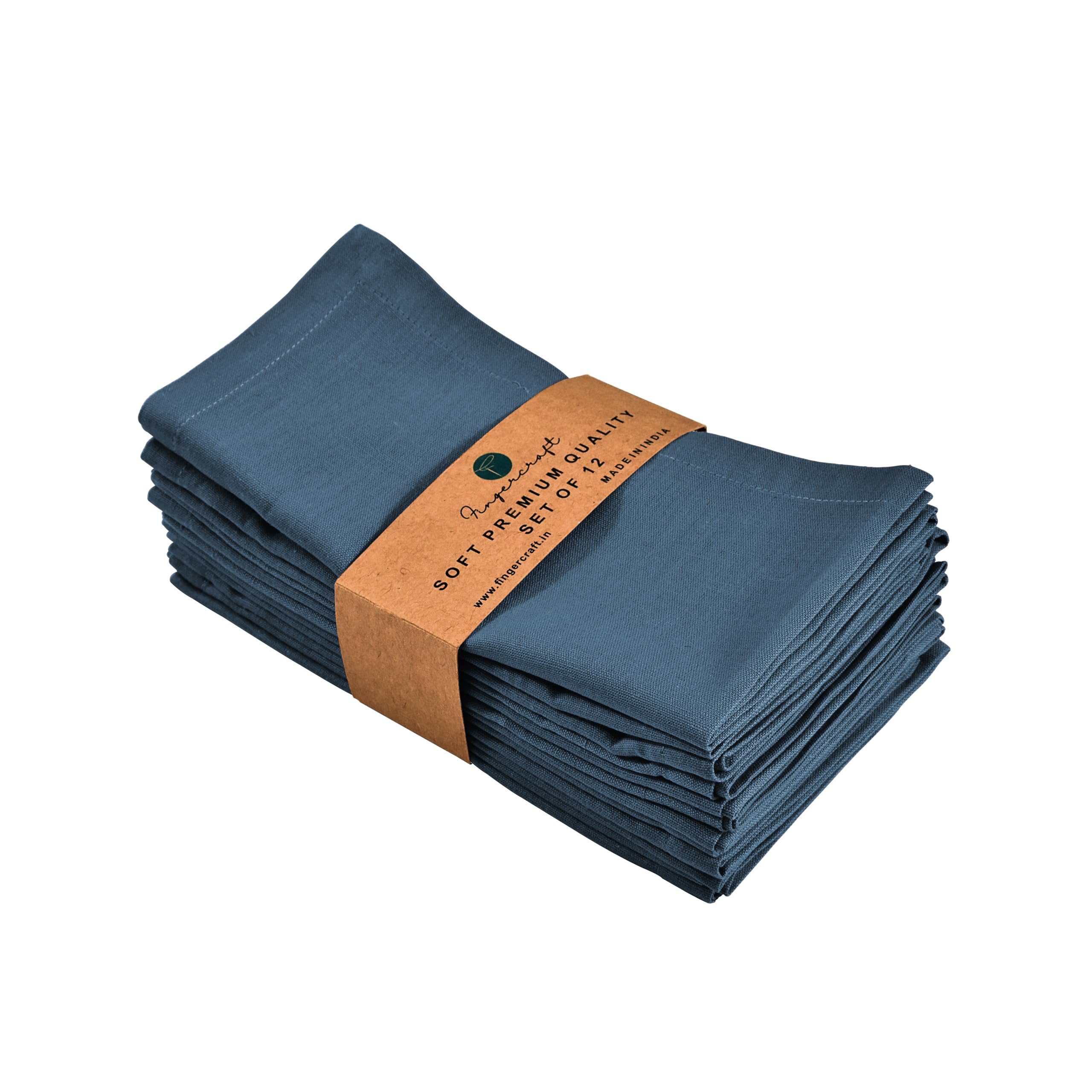 Serviettes de table en coton lin bleu stellaire FINGERCRAFT x12