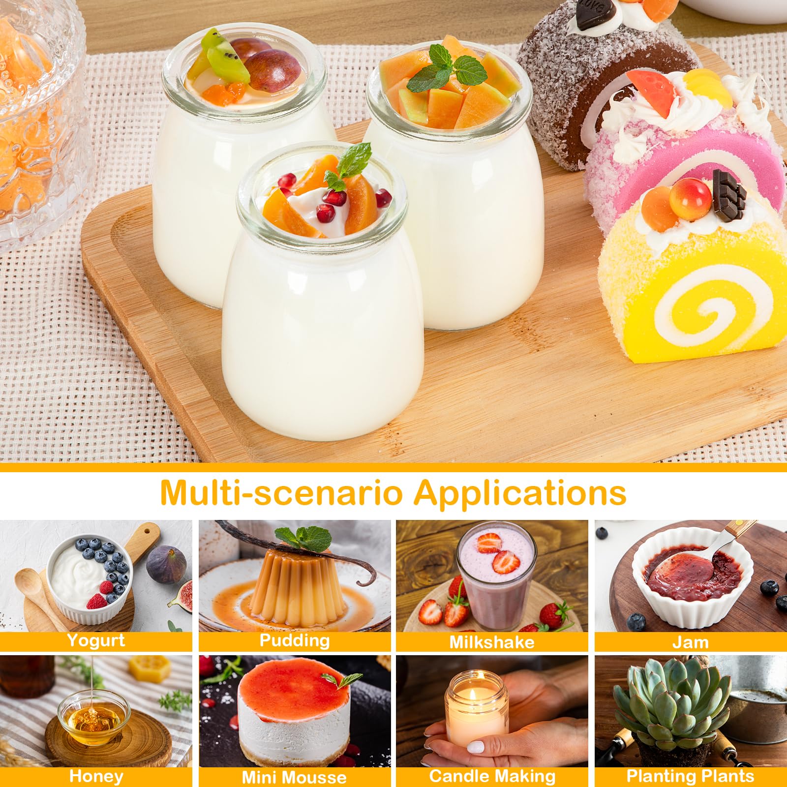 12 Vasetti In Vetro Con Coperchio Da 140 Ml - Bicchierini Per Yogurt, Dessert, Budini, Marmellate E Salse - Lavabili E Riutilizzabili