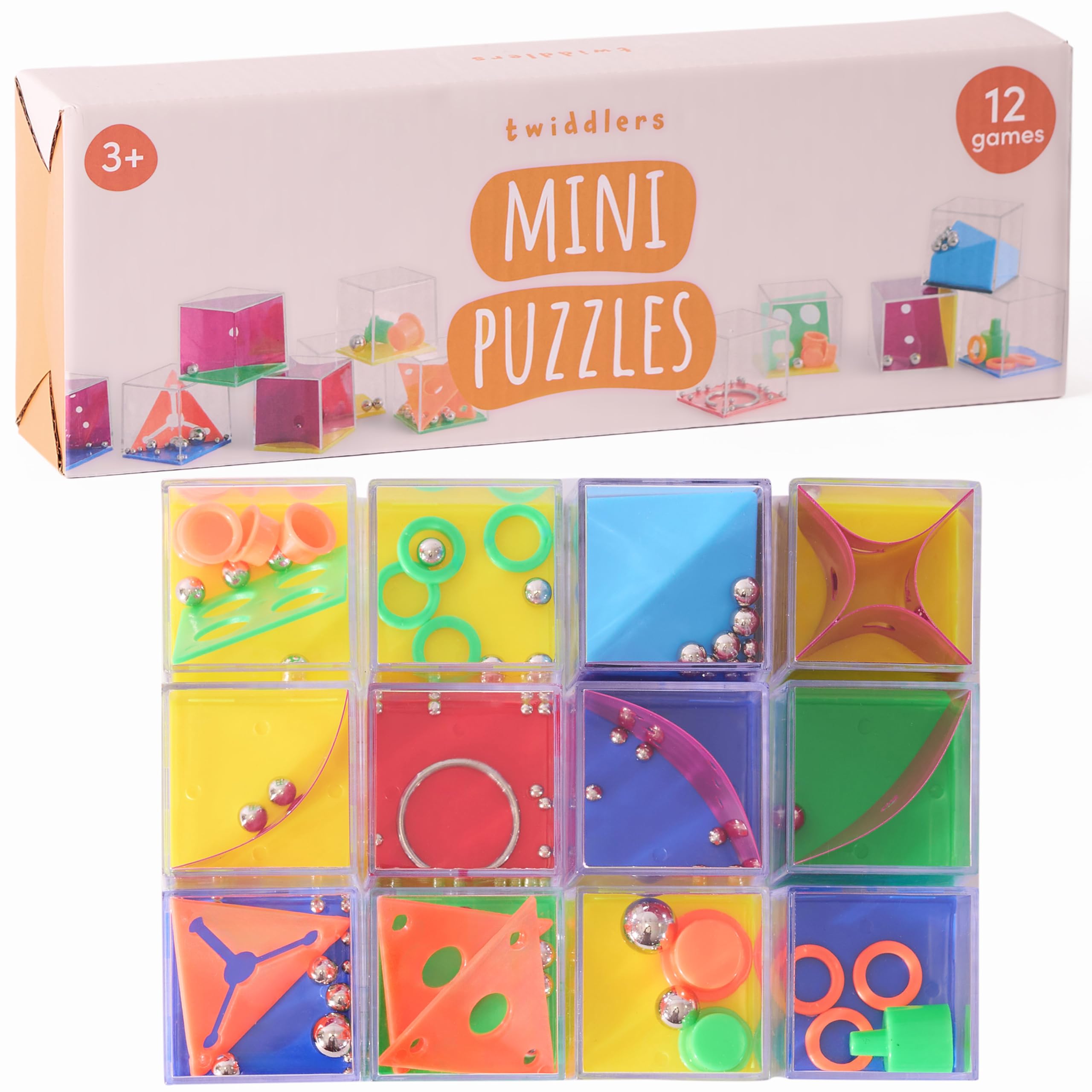 THE TWIDDLERS 12 Patience Games, Puzzle Game, Mini Games for Children and Adults - Weddings & Children's Birthday Party Bags, Advent Calendar, Souvenir, Party Gifts, Give Aways