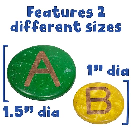 Miniatura 2 de READY 2 LEARN Letras de coco  mayúsculas  Juego de 52 encimeras naturales hechas a mano para niños  Uso para manualidades y actividades de ortografía