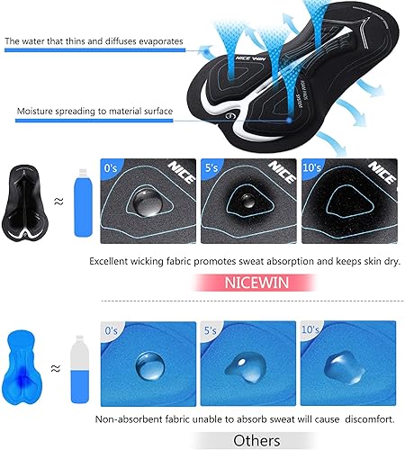 Miniatura 5 de NICEWIN Pantalones cortos de ciclismo acolchados en 4D para hombre, ropa interior antideslizante para ciclismo, ropa interior ancha para ciclismo,