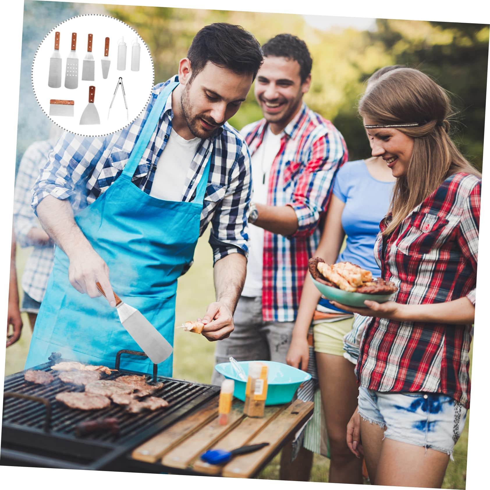UPKOCH Edelstahl-grillbesteck-Set Mit Holzgriff Grillzubehör-Set Für Küche Und Grillen