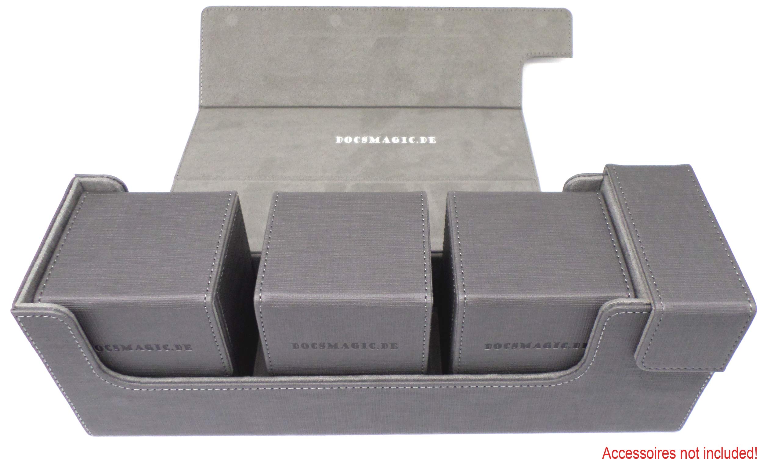 docsmagic.de Premium Magnetic Tray Long Box Silver Medium - Card Deck Storage - Image 2
