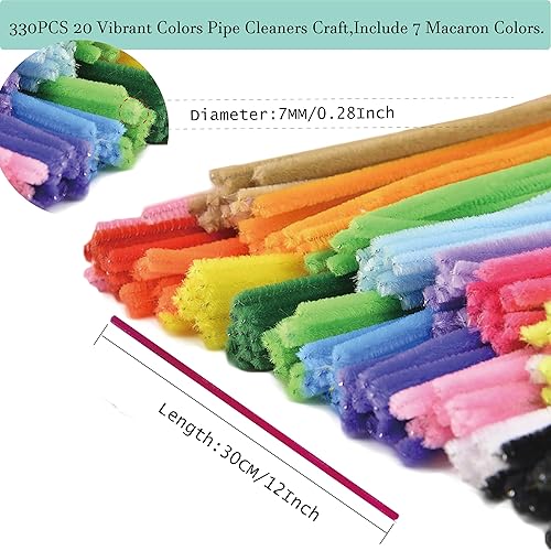 Miniatura 2 de AHUIFT 330 piezas de 20 colores para niños, artes y manualidades, limpiapipas, tallos de chenilla para suministros de proyectos de arte