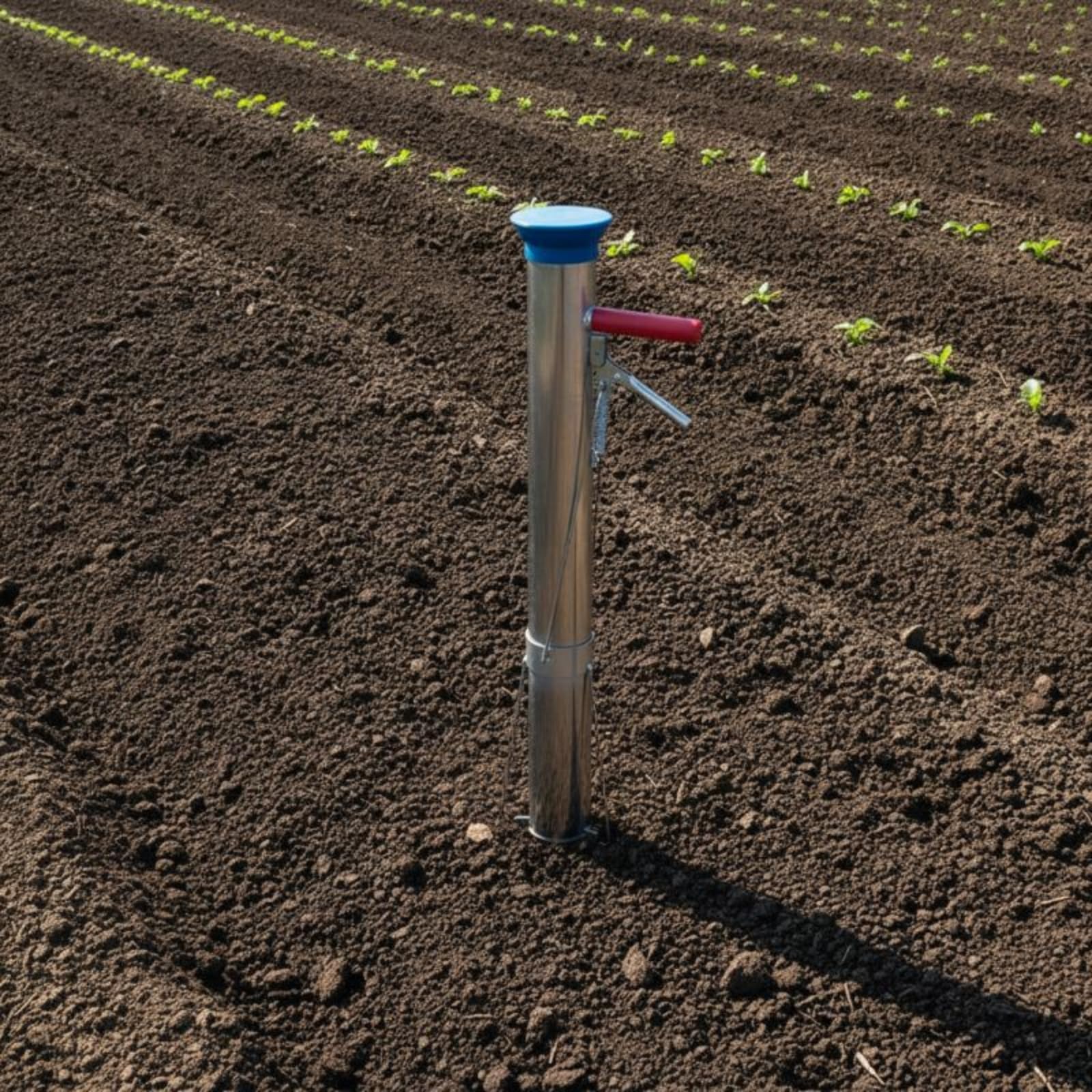Gemüsepflanzer Pflanzstab Umpflanzgerät Pflanzrohr Ergonomisch mit Langer Stielkonstruktion aus Edelstahl Und, Klein, Verdickter Edelstahl, Doppelter Griff, Fußpedal, Klein, Pflanzmaschine
