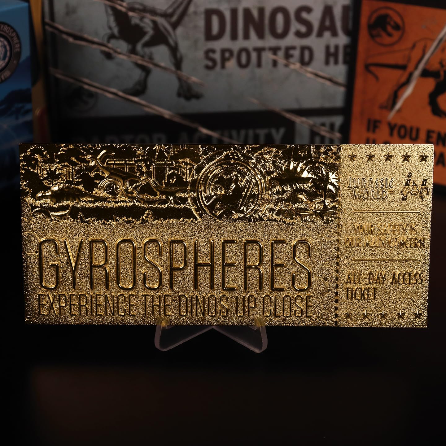 Limited 24k Gold Gyrosphere Ticket for Jurassic World