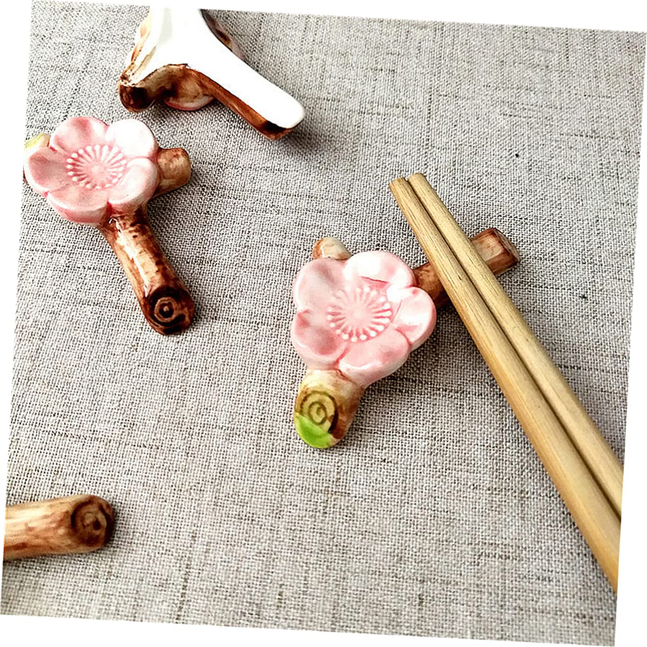 Repose-Baguettes, Supports à Baguettes pour Restaurant, Motif Fleurs de Cerisier en céramique, Lot de 4, Dimensions : 6,5 x 3 x 1,5 cm