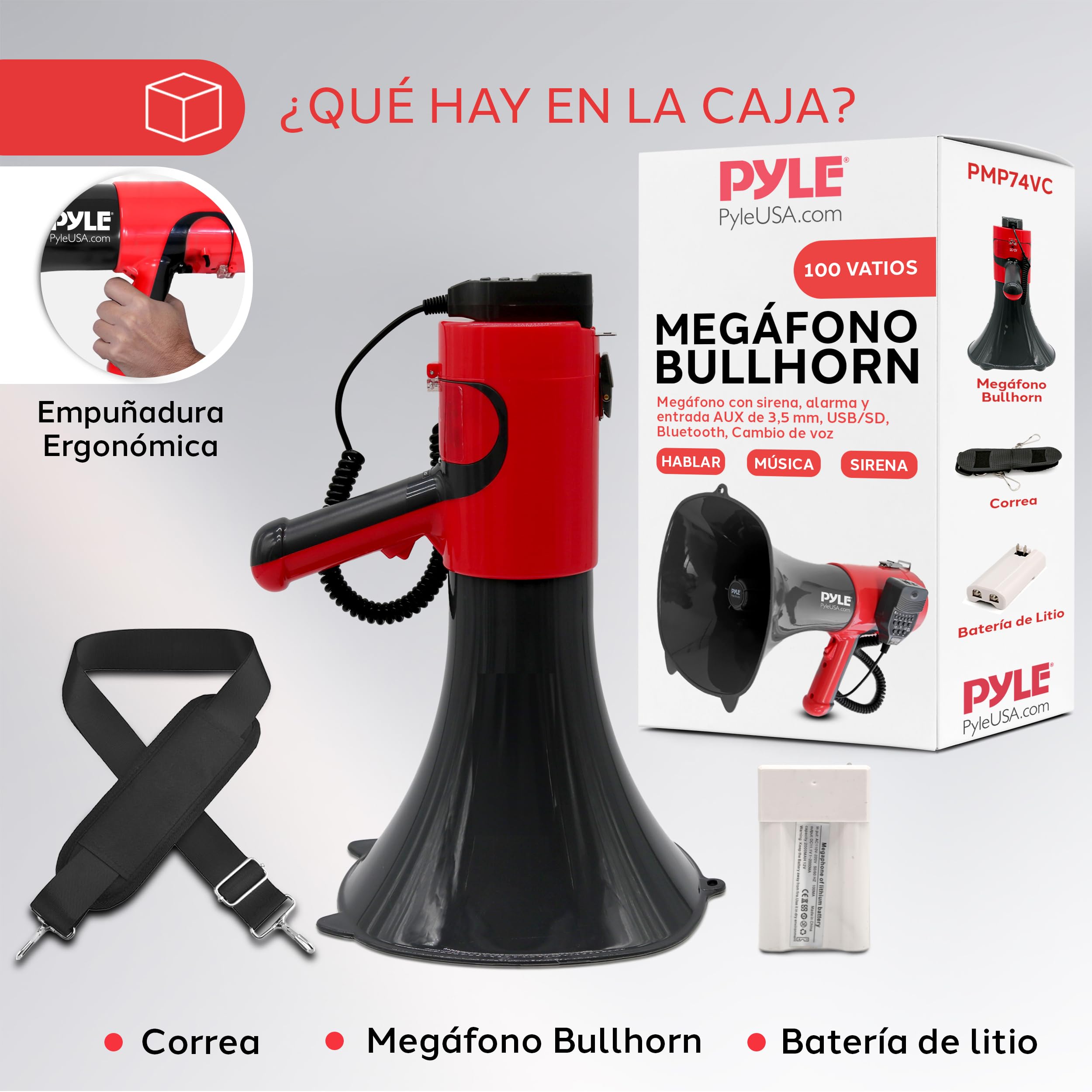 Pyle Megafono Portatil Bocina PA Bluetooth Sirena 1500 Yardas