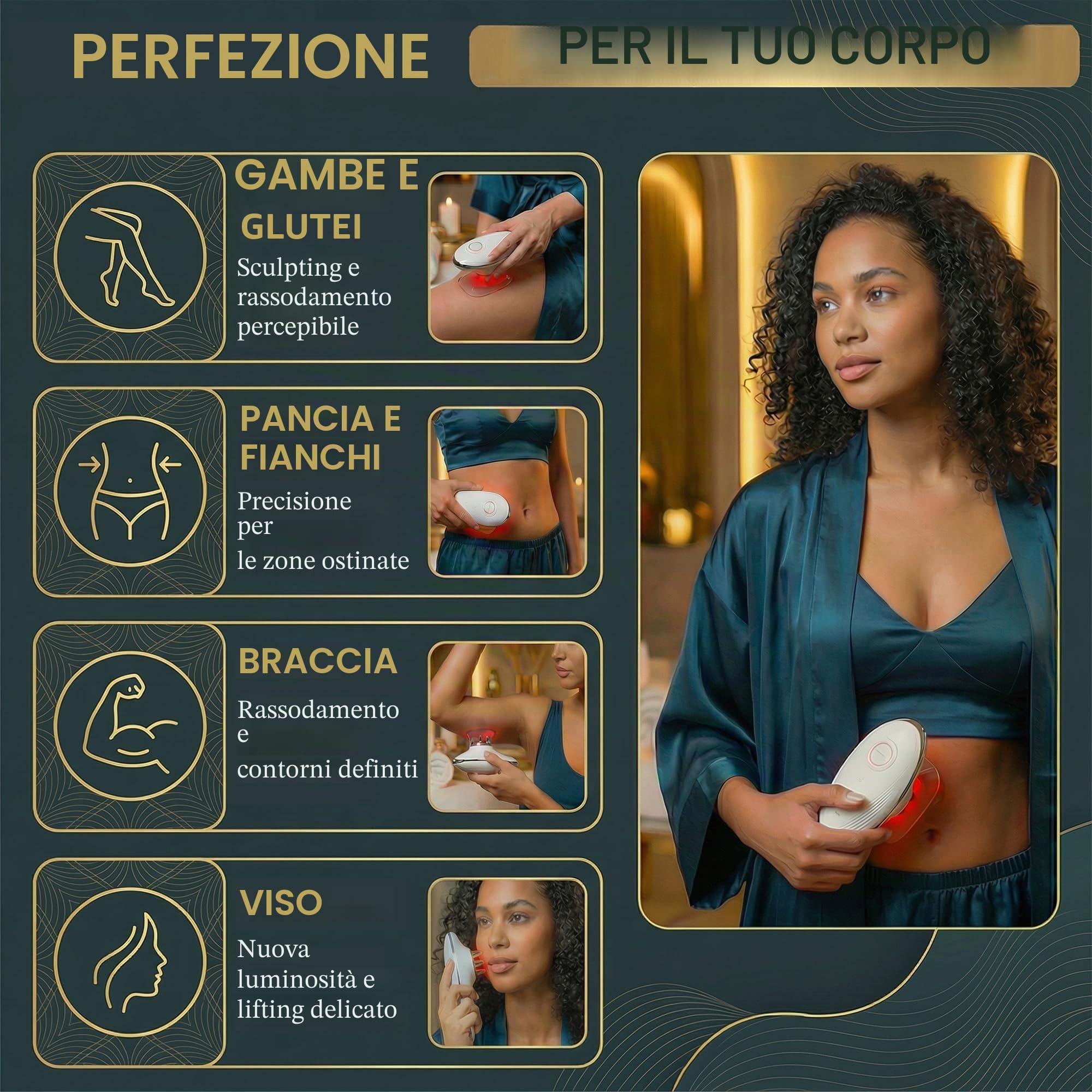 Massaggiatore Anticellulite Elettrico - Corpo e Viso | Massaggio Vacuum, Lifting EMS Viso, Luce Rossa, Linfodrenaggio, Rassodante, Tonificante in 4 settimane