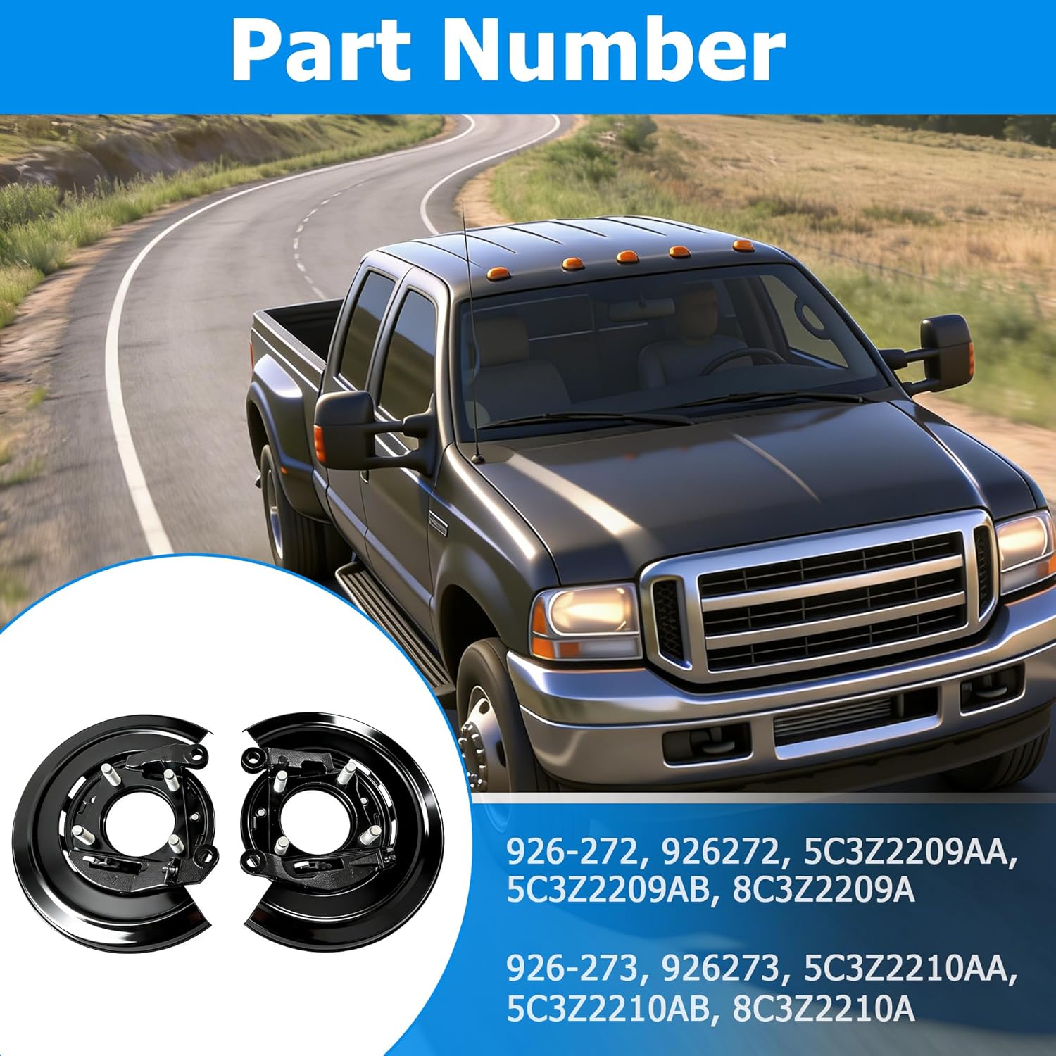 926-272 926-273 Rear Left & Right Parking Brake Assembly & Backing Plate Compatible with Ford F-250 F350 Super Duty 2005-2012 F450 F550 Super Duty 2011-2012 Replaces 5C3Z2209AB, 5C3Z2210AB