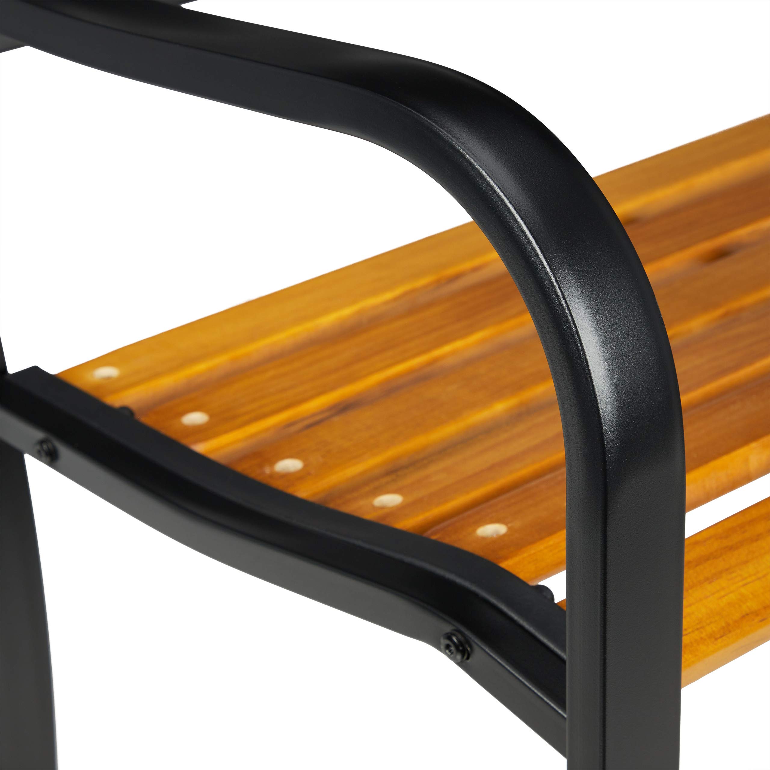 Relaxdays Panchina da Giardino, Arredo da Esterno in Legno & Metallo, Design Rustico, HLP: 86,5x127x59 cm, Marrone/Nero