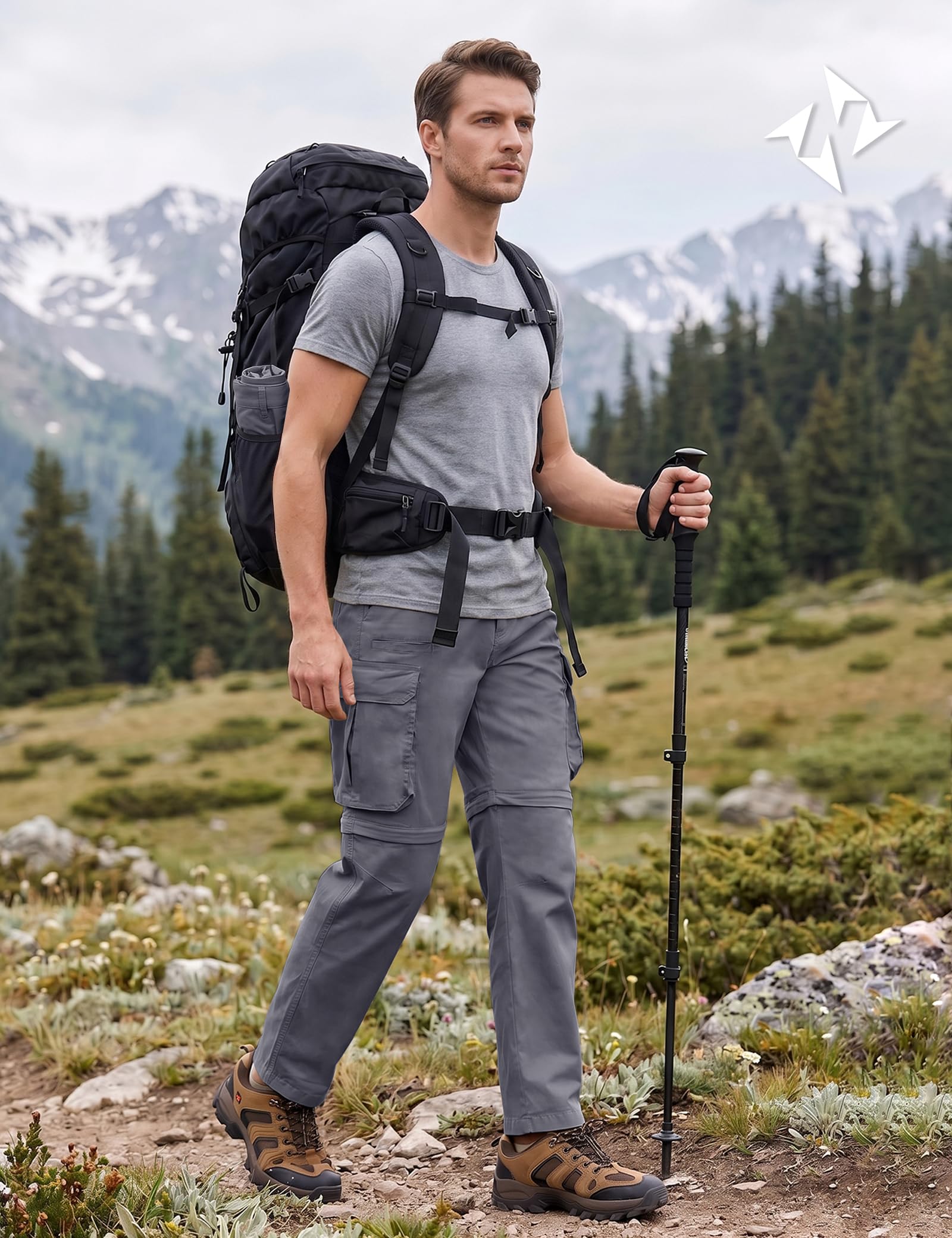 NATUVENIX Pantalones de senderismo para hombre, de secado rápido, convertibles, para pesca, con cremallera, ligeros, para hombre, para viajes al aire libre