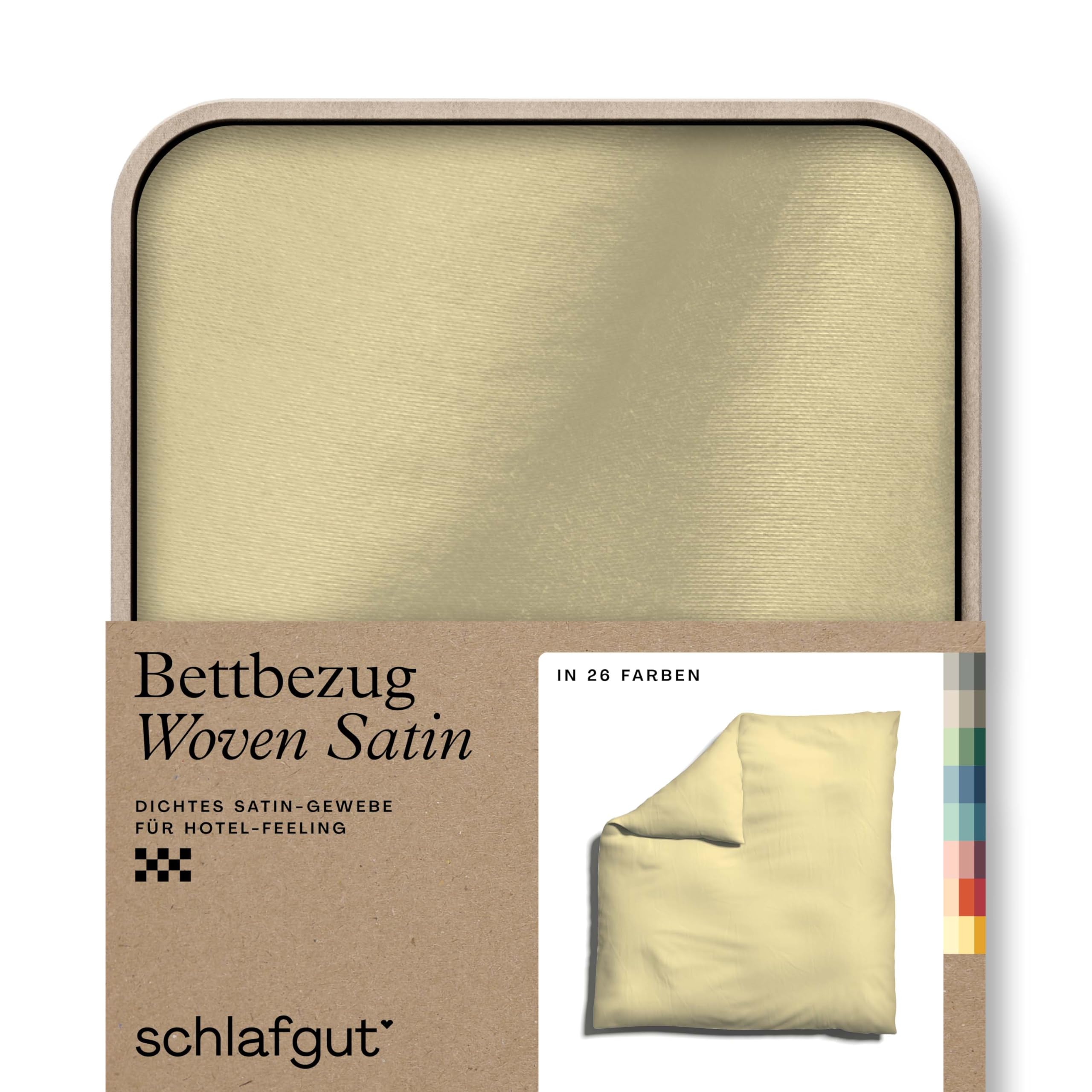 schlafgut Woven Satin Bettwäsche 200x200cm Bettdecke Bezug einzeln, Yellow Mid Uni in Hotelqualität mit 100% Baumwolle