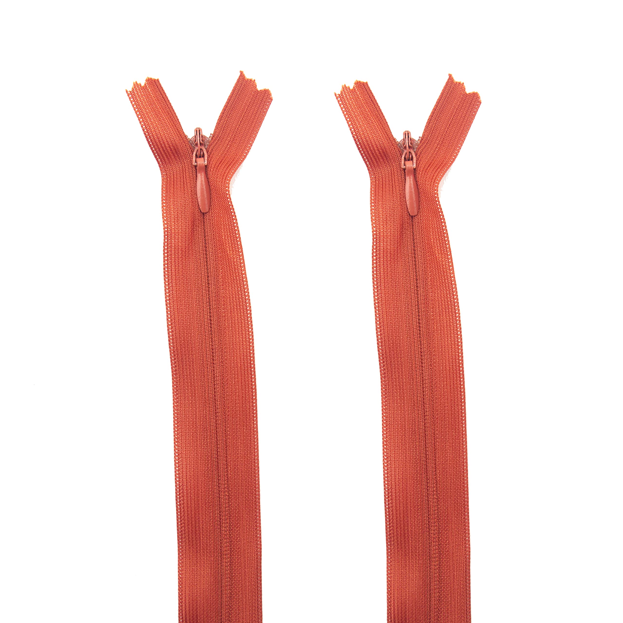 HAND® 2 Pcs Cinnamon Invisible Zipper for Dresses, Skirts, Blouses, Pants etc. - 10 inch (25.5 cm) Long - Nylon Zip and Metal Zip Head