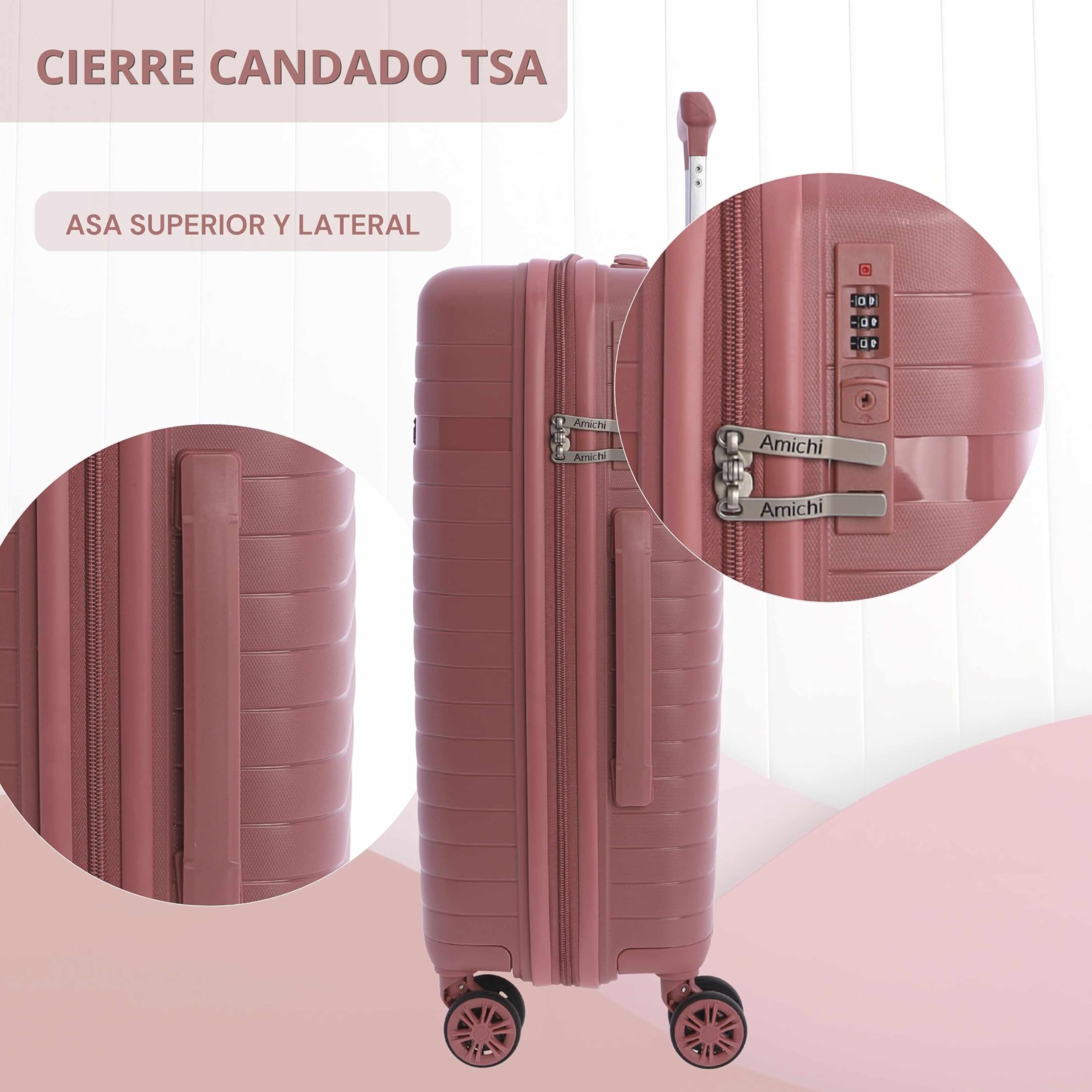 AMICHI - Maleta Cabina 55x40x20- Maletas de Viaje - Maletas de Viaje Cabina Apta para Ryannair- Trolley Equipaje para Avion Resistente con 4 Ruedas de 360º y candado TSA - 5