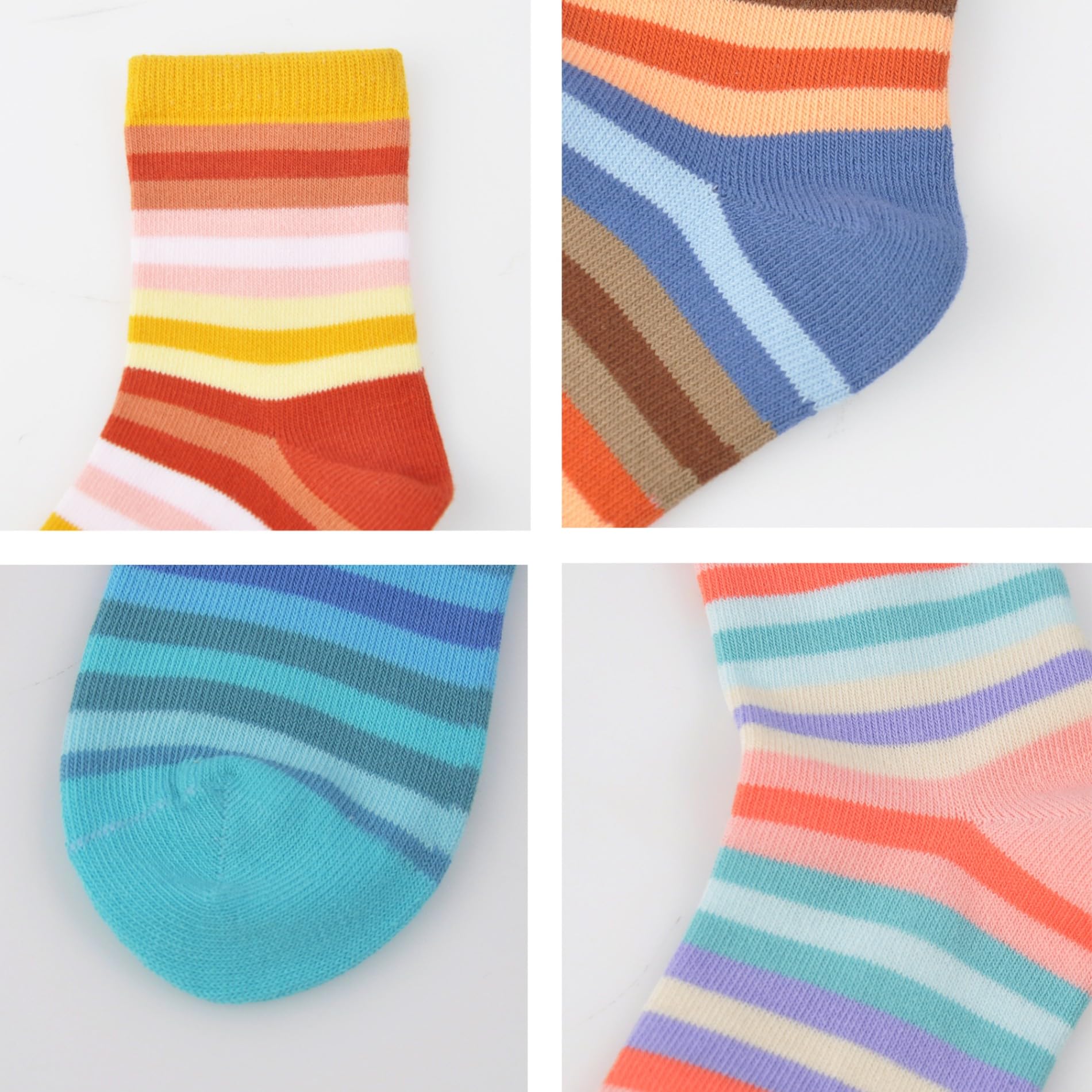 Calcetines sin costuras para niñas, calcetines de algodón con rayas arcoíris, calcetines deportivos casuales para la escuela