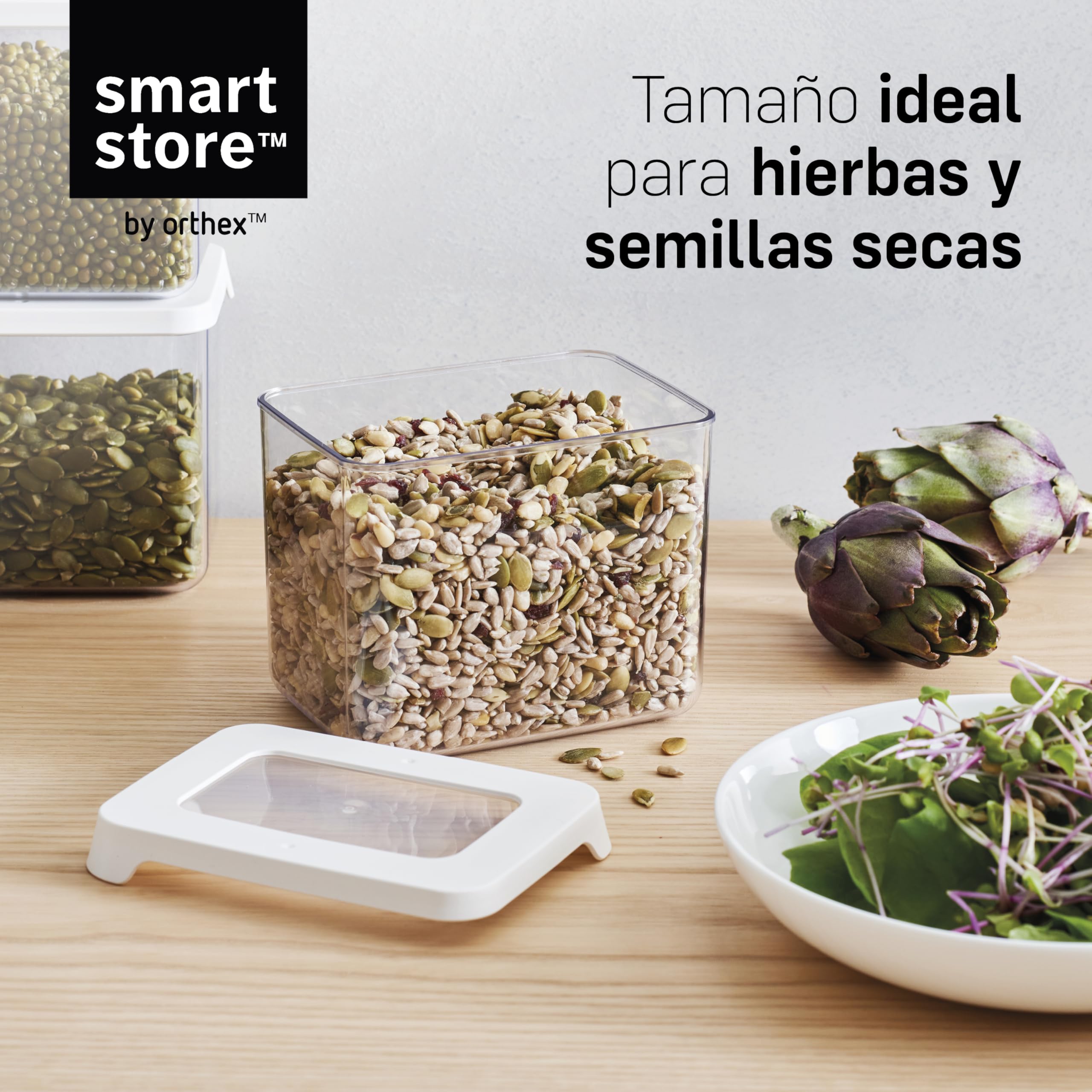 SmartStore Recipientes herméticos transparentes para alimentos secos con tapas, 3,5 L, juego de 4, sin BPA, aptos para lavavajillas, recipientes apilables de
