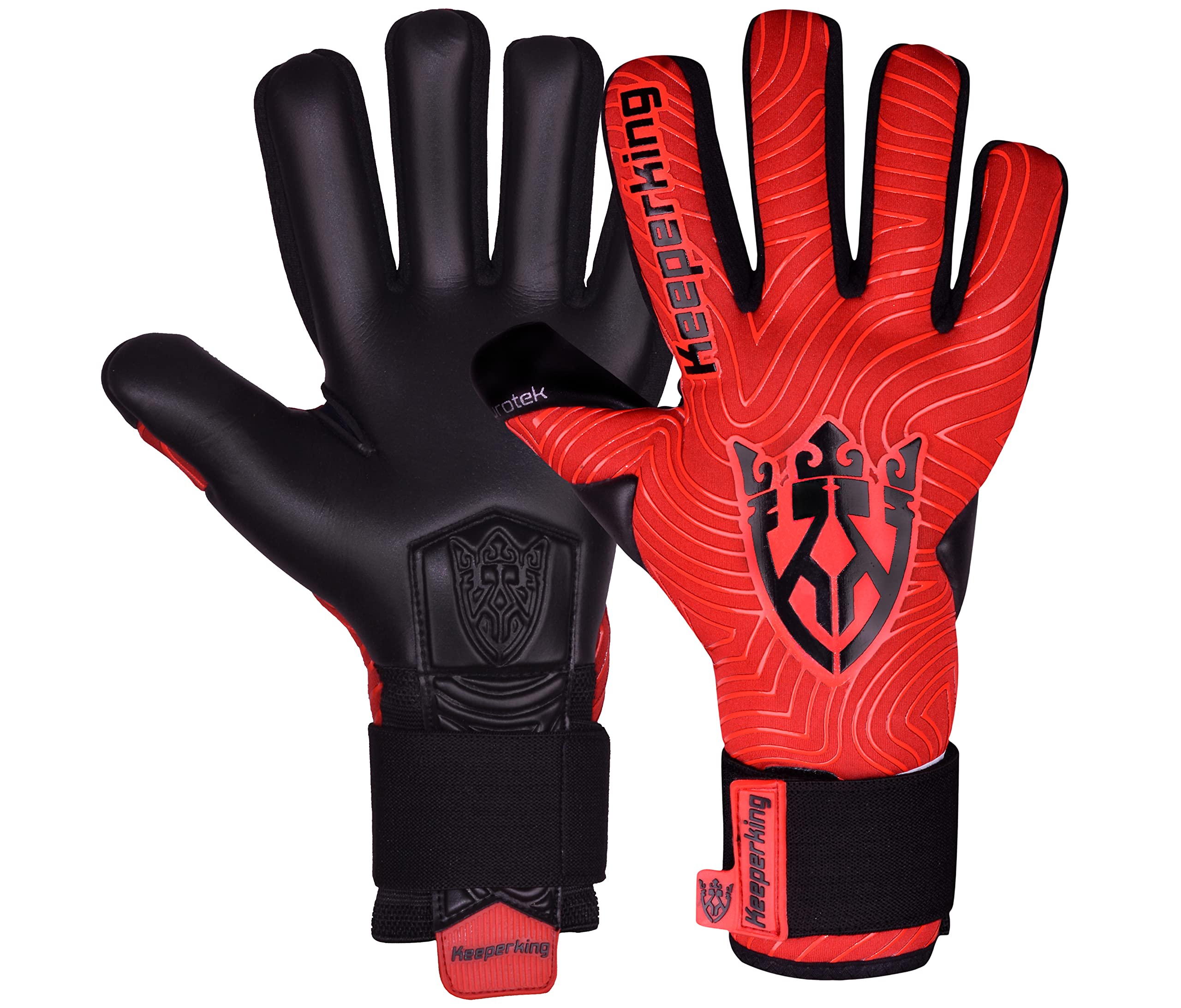 Keeperking Guanti da portiere per adulti, da calcio, da uomo, cuciture interne, impugnatura professionale, 4 mm, vestibilità sicura, unisex, Jonior, varie misure e colori