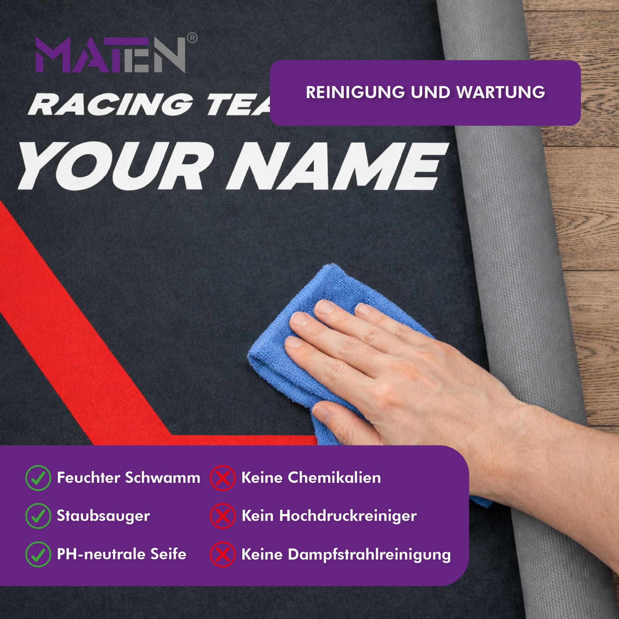 MATEN Personalisierbarer Teppich für Motorrad, Garage und Paddock, Untermotorrad Mat.en aus, 200 x 80 cm (Moquette)
