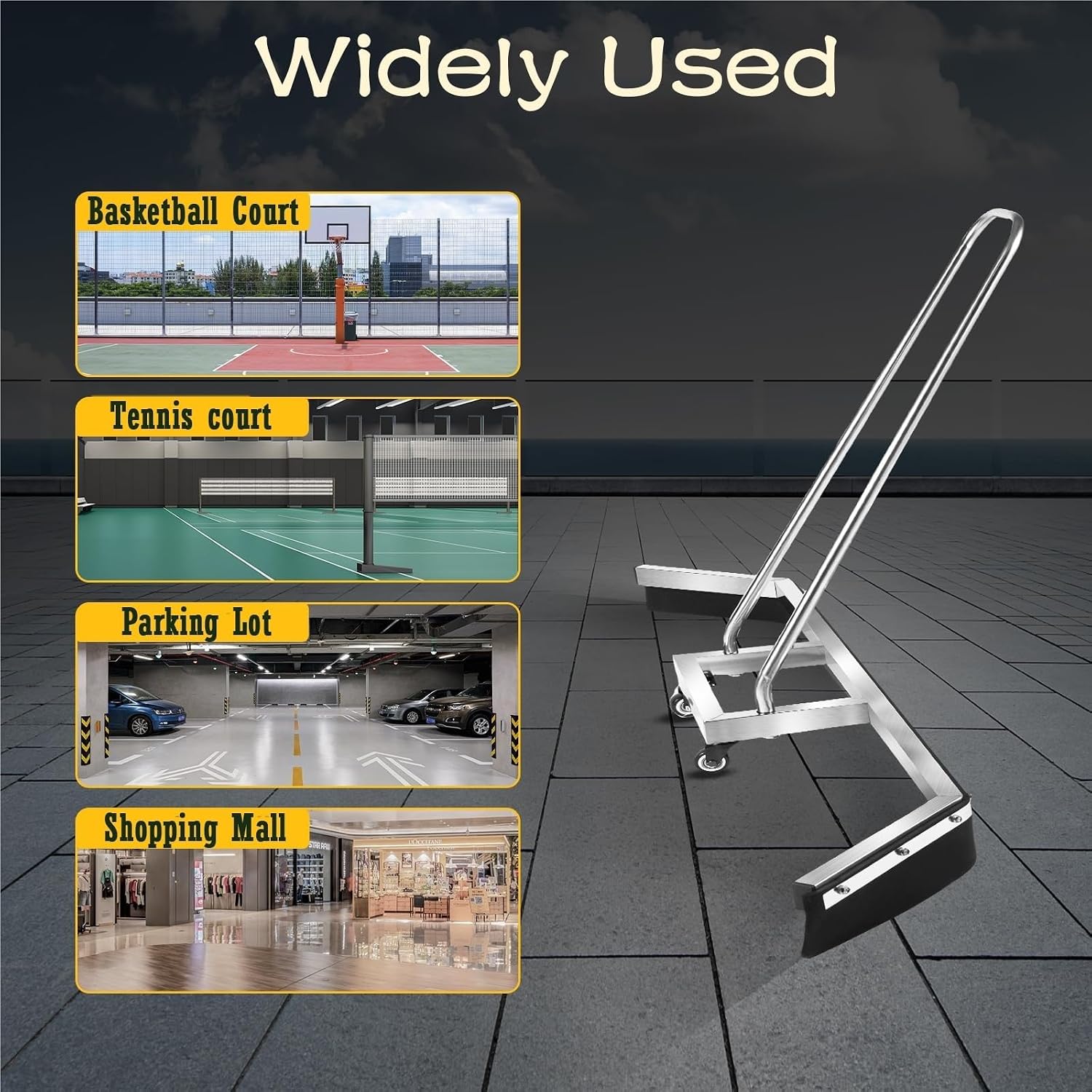 Tennis Court Squeegee Floor, Aluminum Alloy Court Squeegee Push Type, Concrete Floor Wipers Tennis Field Equipment for Large-Area Floor Maintenance