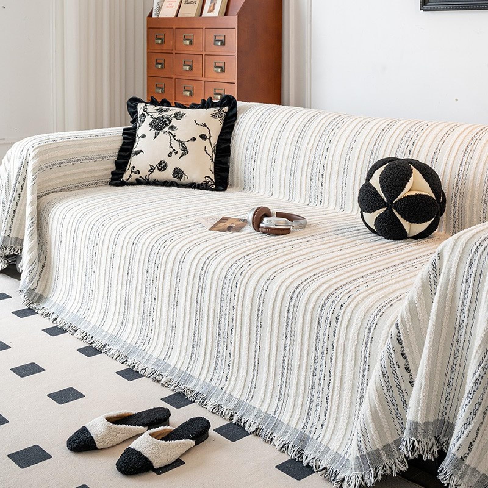 Pokrowiec na sofę Chenille na 2 3 4 siedzenia, rzuty na kanapę bardzo dużą, nadającą się do prania sofę Slipcover, pokrowiec na sofę narożną, oddychanie, całoroczny, brązowy, 180 x 180 cm