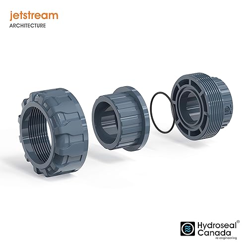 Miniatura 3 de Hydroseal Instalación de tubería de PVC, 0.5 "Union Jetstream, paquete de 2 piezas, Schedule 80, Gris, EPDM O-Ring, Socket x Socket, F1970, SCH80