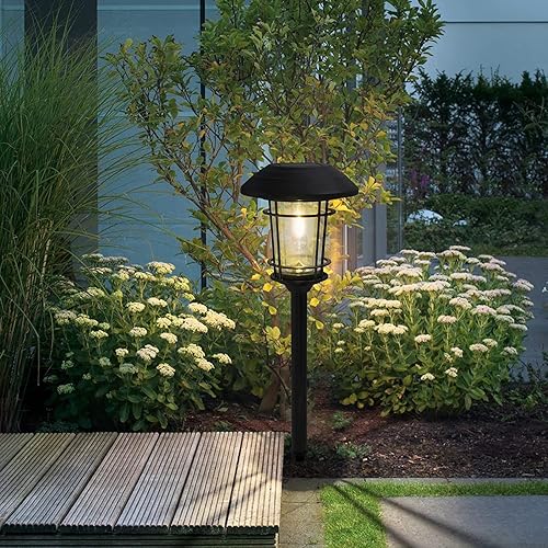Grand patio Solar Outdoor Lights, 5 Pack, Glass Light Aluminum & Steel Frame, Waterproof, All-Weather Pathway Light, Automatic Dusk and Dawn Sensor
