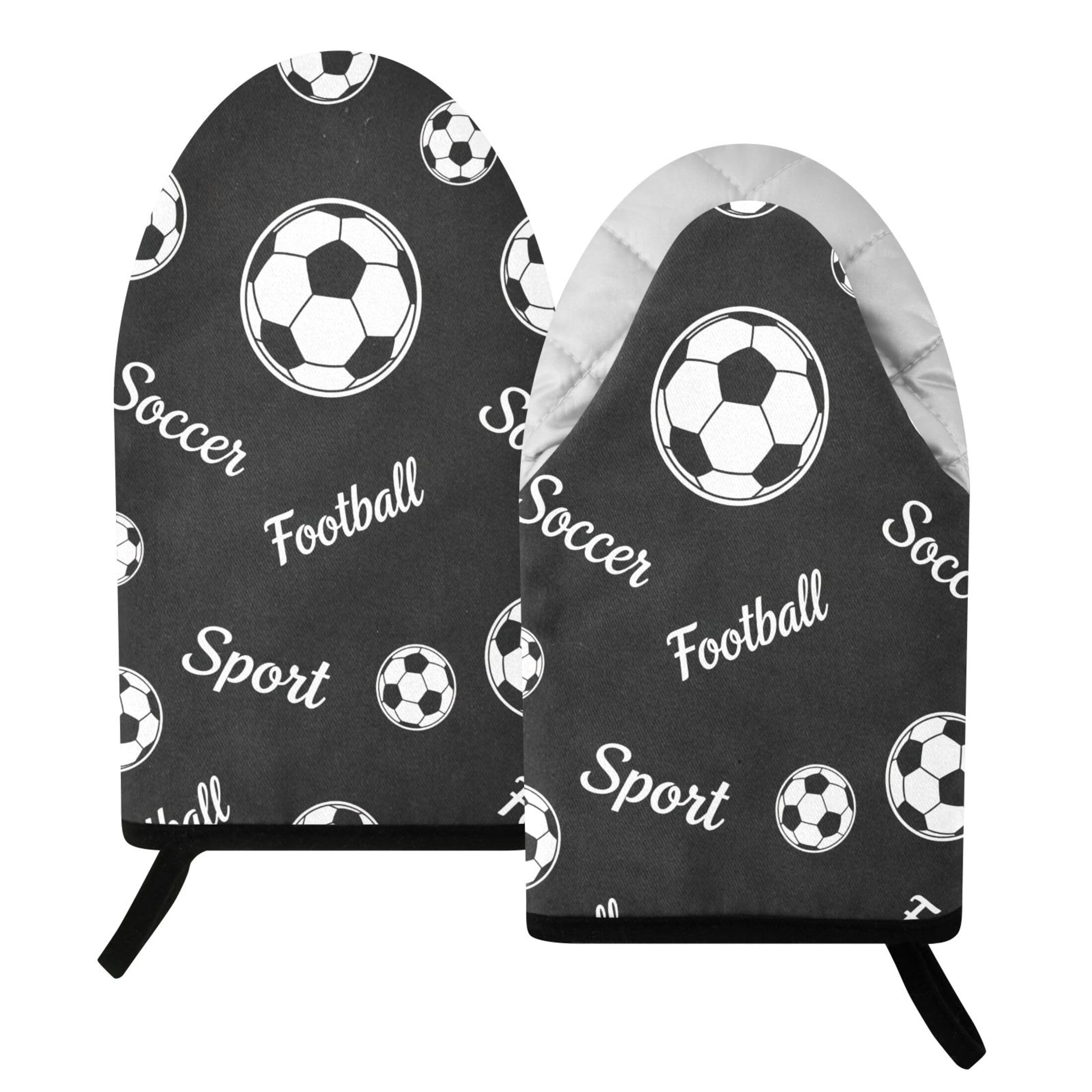 Kutsu Soccer Oven Mitts for Kitchen, Heat Resistant Cotton Oven Gloves for BBQ Baking Cooking, Breathable Kitchen Essentials, 2 pcs