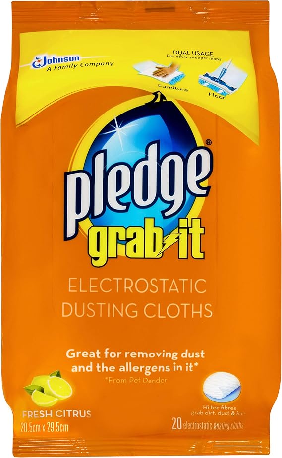 Pledge GrabIt Dusting Cloths, Electrostatic Dust Wipes that attract