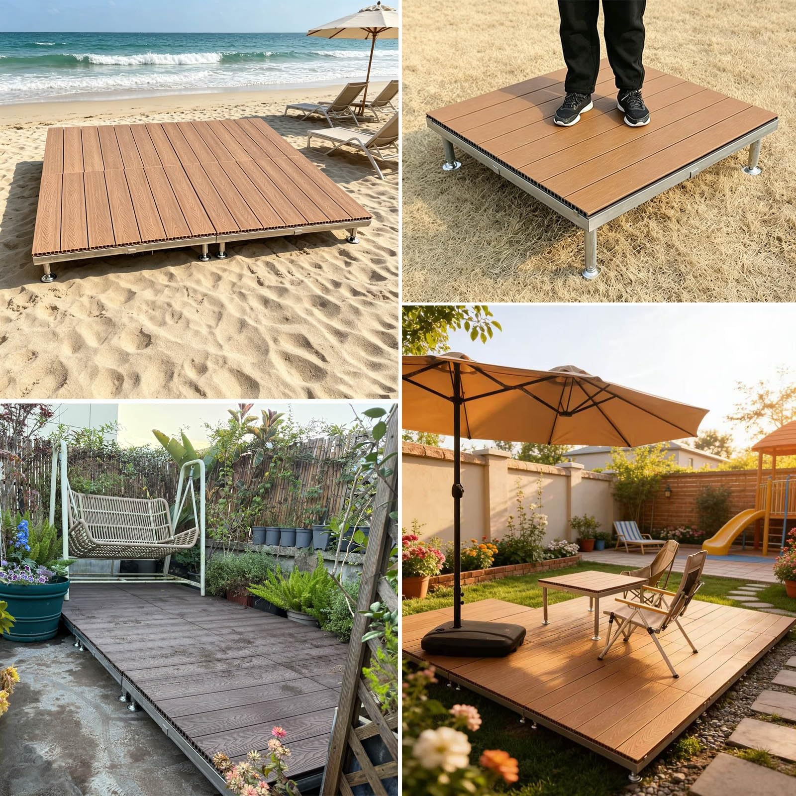 Piattaforma Da Patio Esterno Modulare 84x84cm,Facile Da Installare