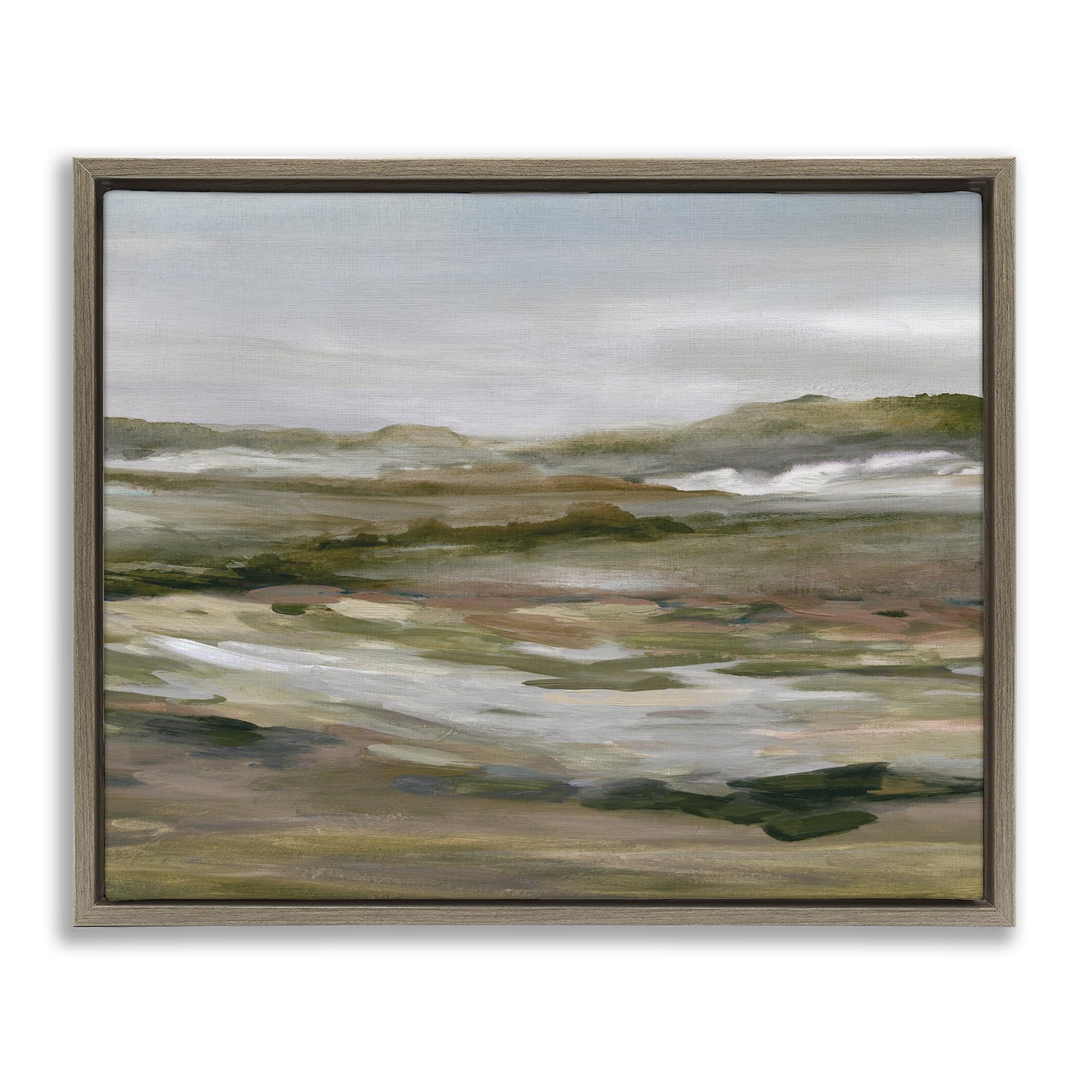Stupell Industries Montalcino Elm (Textured) 'Natural Meadow Abstract Horizon'| Floating Frame Canvas Art