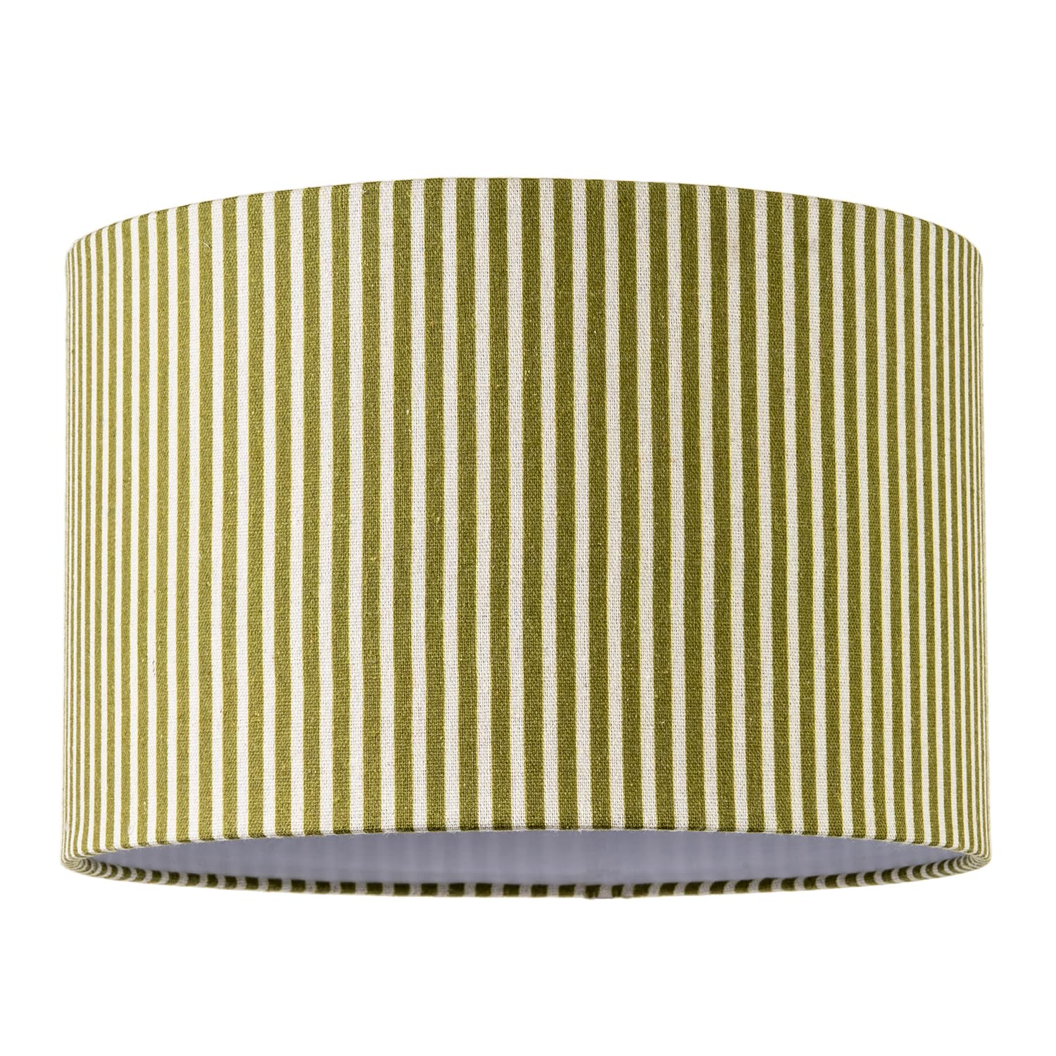 Happy Homewares Olive Green Thin Striped Linen Fabric Lamp Shade With Inner White Cotton Lining | 30Cm X 20Cm | For Traditional Farmhouse Coastal And Modern Interiors By