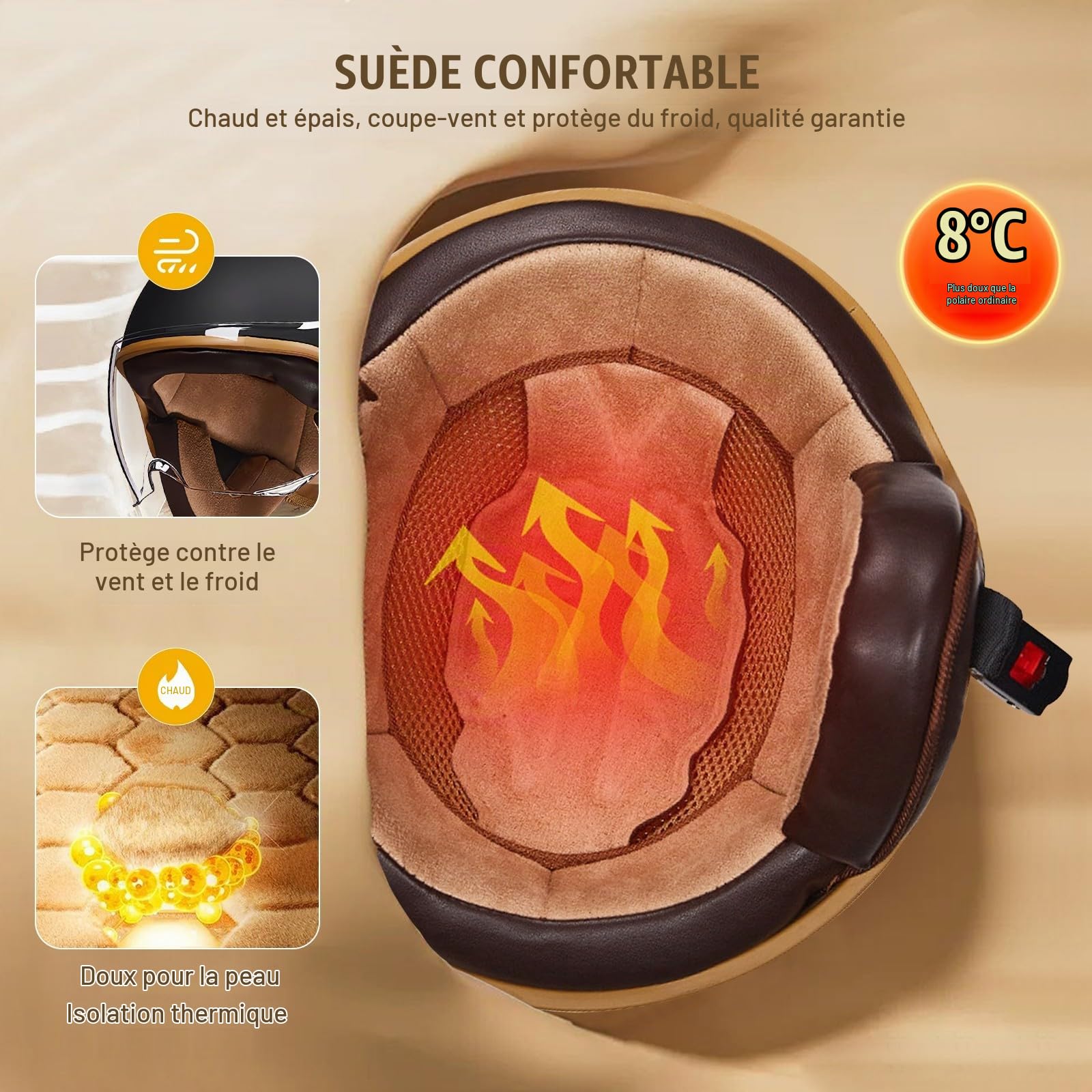Casque De Moto Rétro 3/4, Casque De Scooter avec Visière, Casque Jet Rétro Approuvé ECE pour Hommes Et Femmes, Cyclomoteur, Moto pour Vespa, VTT, Cyclomoteur 10