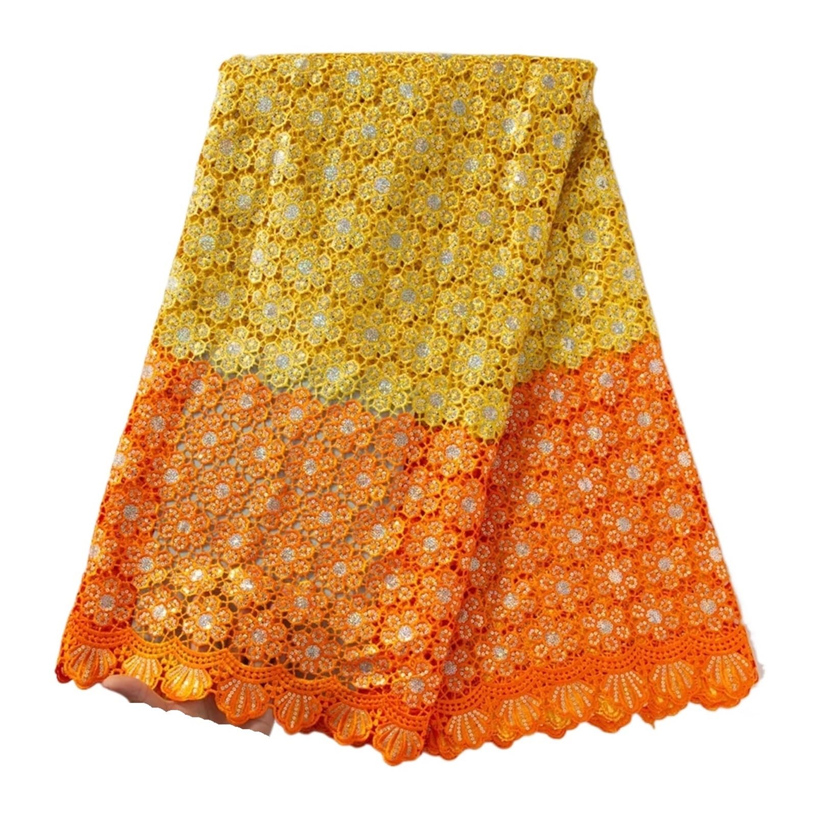 HKVTVCYPYA Nigerian Cord Lace Fabric African Guipure Novelty Water Soluble Wedding Dress for Women Sewing(36718)