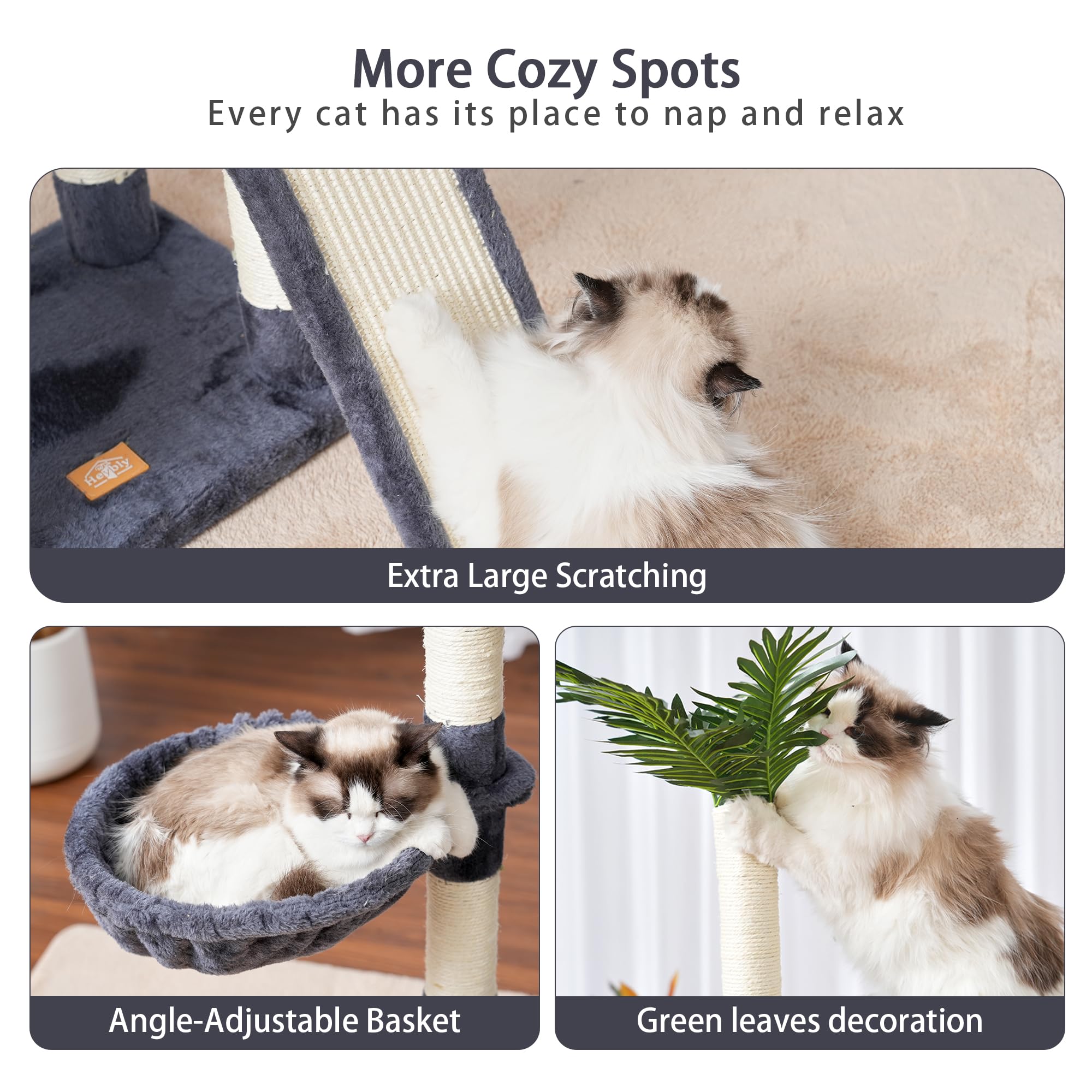 Amazon.com : Heybly Cat Tree,Cat Tower for Indoor Cats, 65.4