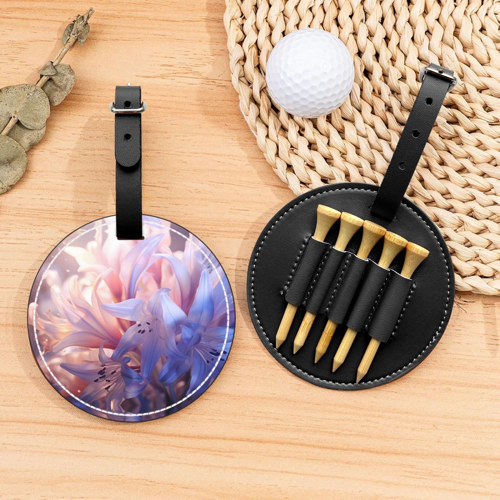 Blue Hyacinth Black Golf tee Storage Bag - Durable and wear-Resistant Golf Accessories