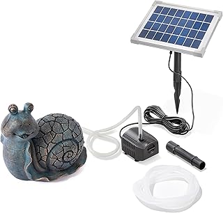 Esotec Solar Wasserspeierset Schnecke Snail Emilius, Alt-Kupfer-Optik, inklusive Solar-Pumpensystem, Solarmodul, Polyresin, 2m Schlauch, Wasserspiel Gartenteich, wetterfest 101683