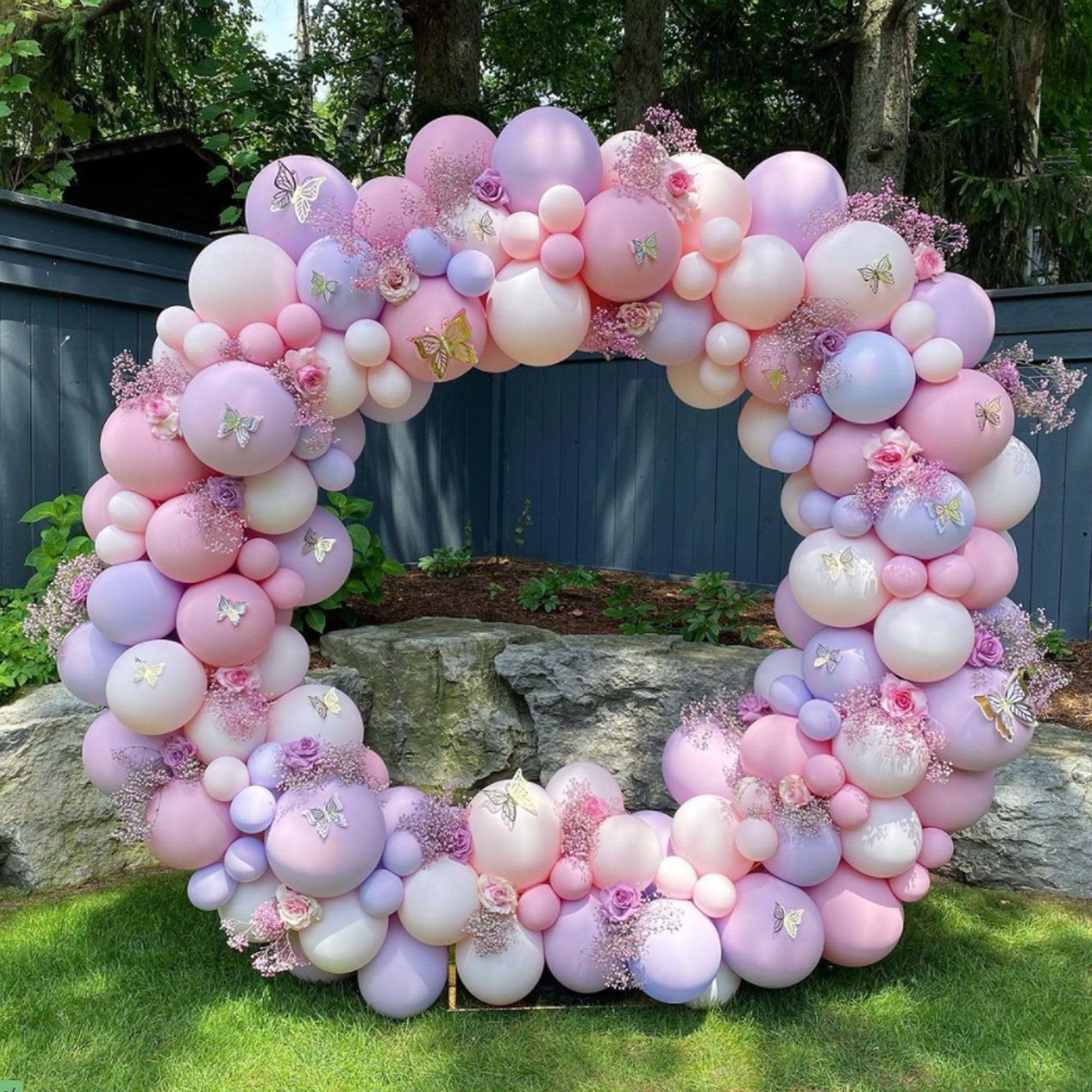 PlusFive Kit d'arche de Ballons Ronde en métal de 2,1 m, Support d'arche de Ballons doré : Plantes grimpantes de Jardin - Décoration de Fond - pour Mariage, Anniversaire, fête