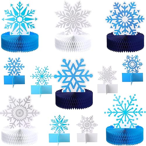 12 piezas de decoración de mesa de Navidad con copos de nieve 3D para decoración de mesa de invierno, fiesta de cumpleaños, decoración del hogar,