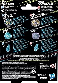 Amazon.com: Beyblade X Bite Croc 3-60LF and Sting Unicorn 4-60P