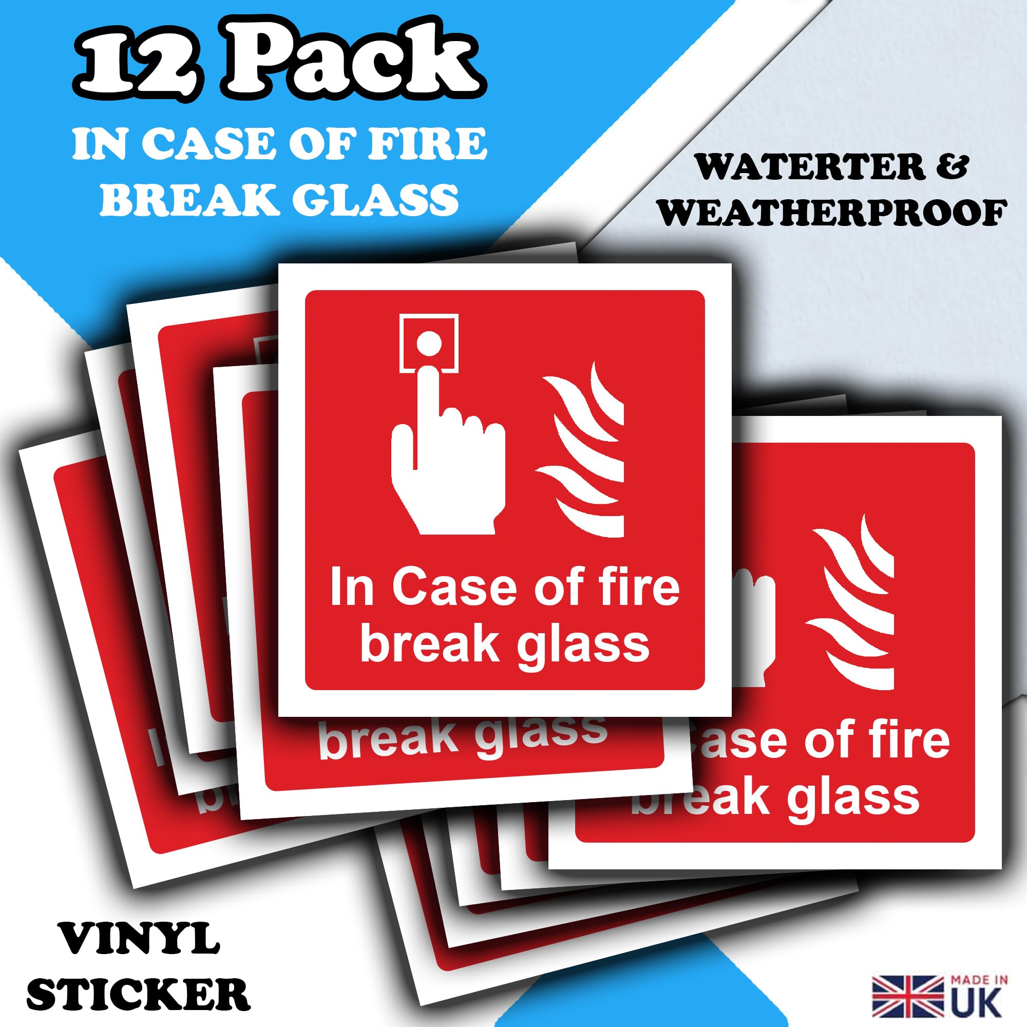 V Safety 12012AN-S General Fire Action Break Glass Sign - Portrait