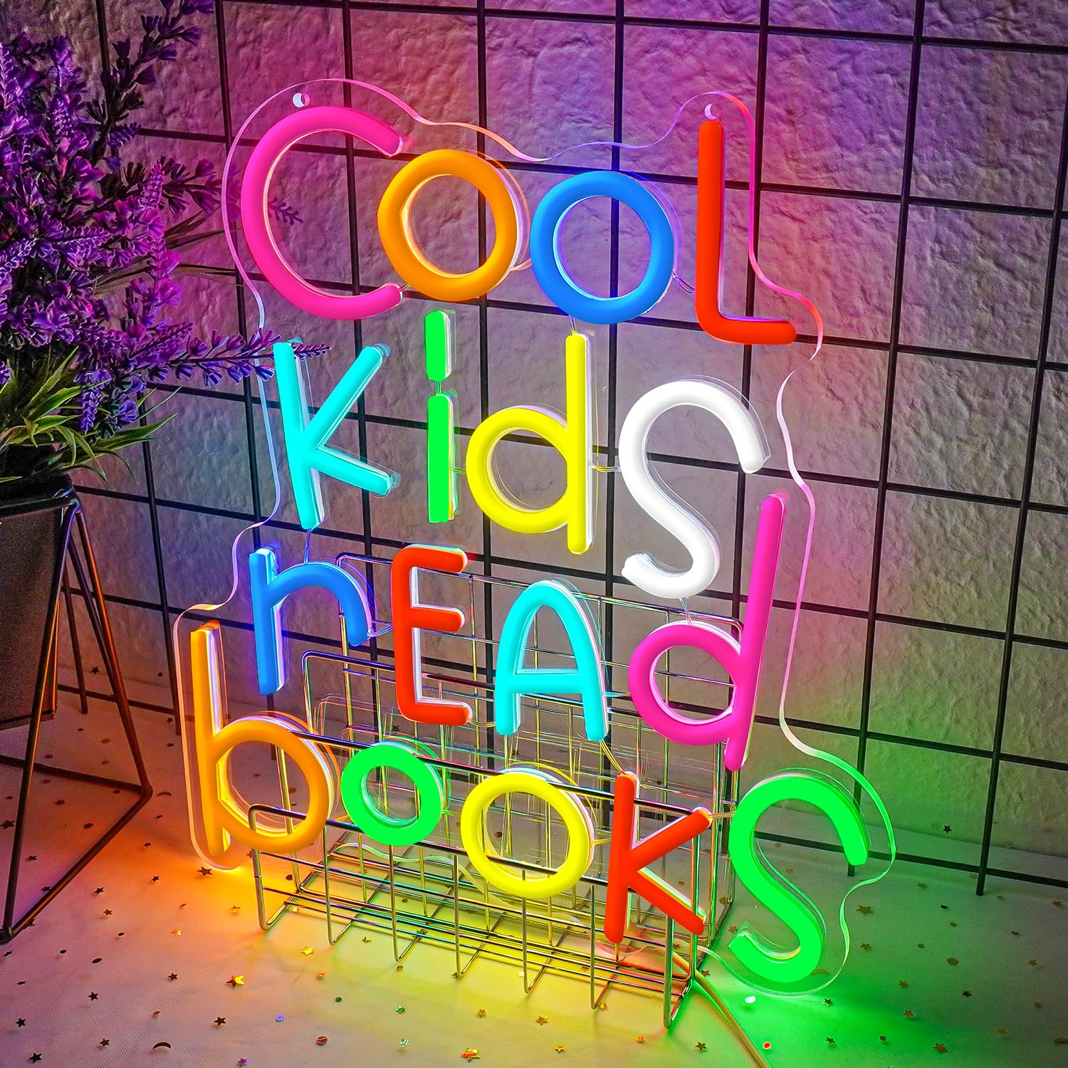 Lxmoneon Cool Kids Read Books Neon Sign Colourful Read Books Led Neon Signs for Kids Room Dimmable Book Neon Light Letter Neon Wall Sign for Bedroom Classroom Library Study Reading Room Gifts - Image 2
