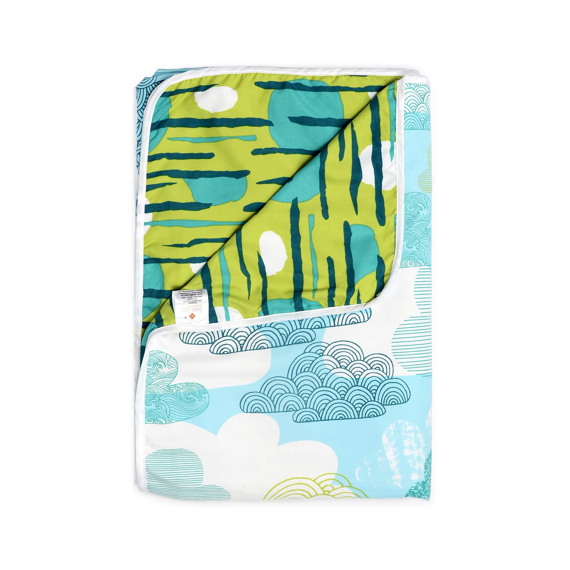 Divine Casa 120 GSM Polyester Reversible Lightweight Printed Double Bed AC Dohar Blanket Quilt - Blue and Green