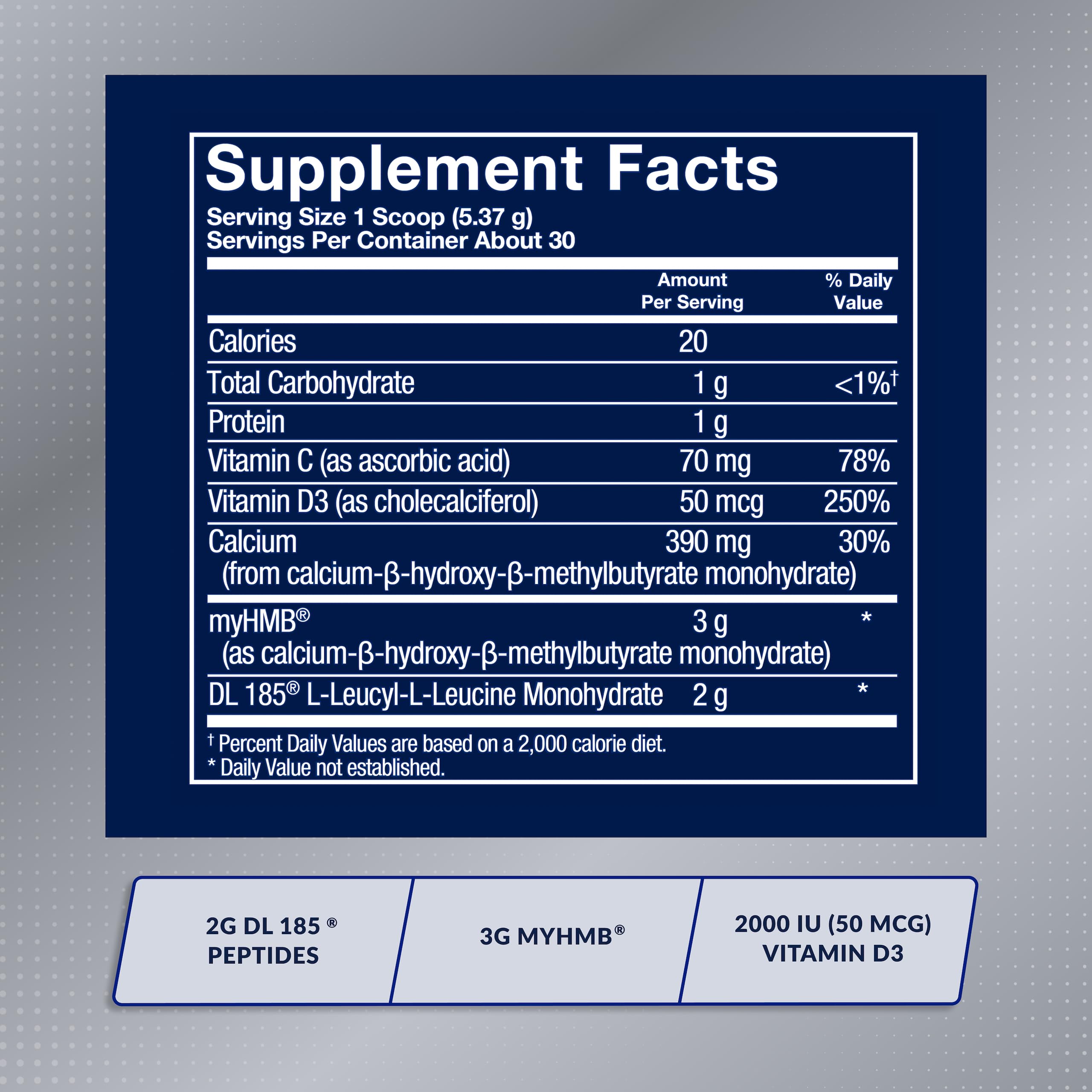 Muscle Growth Peptide Powder with DL 185 Peptides (Dileucine) and myHMB, Unflavored (30 Servings) — Amazon image 2
