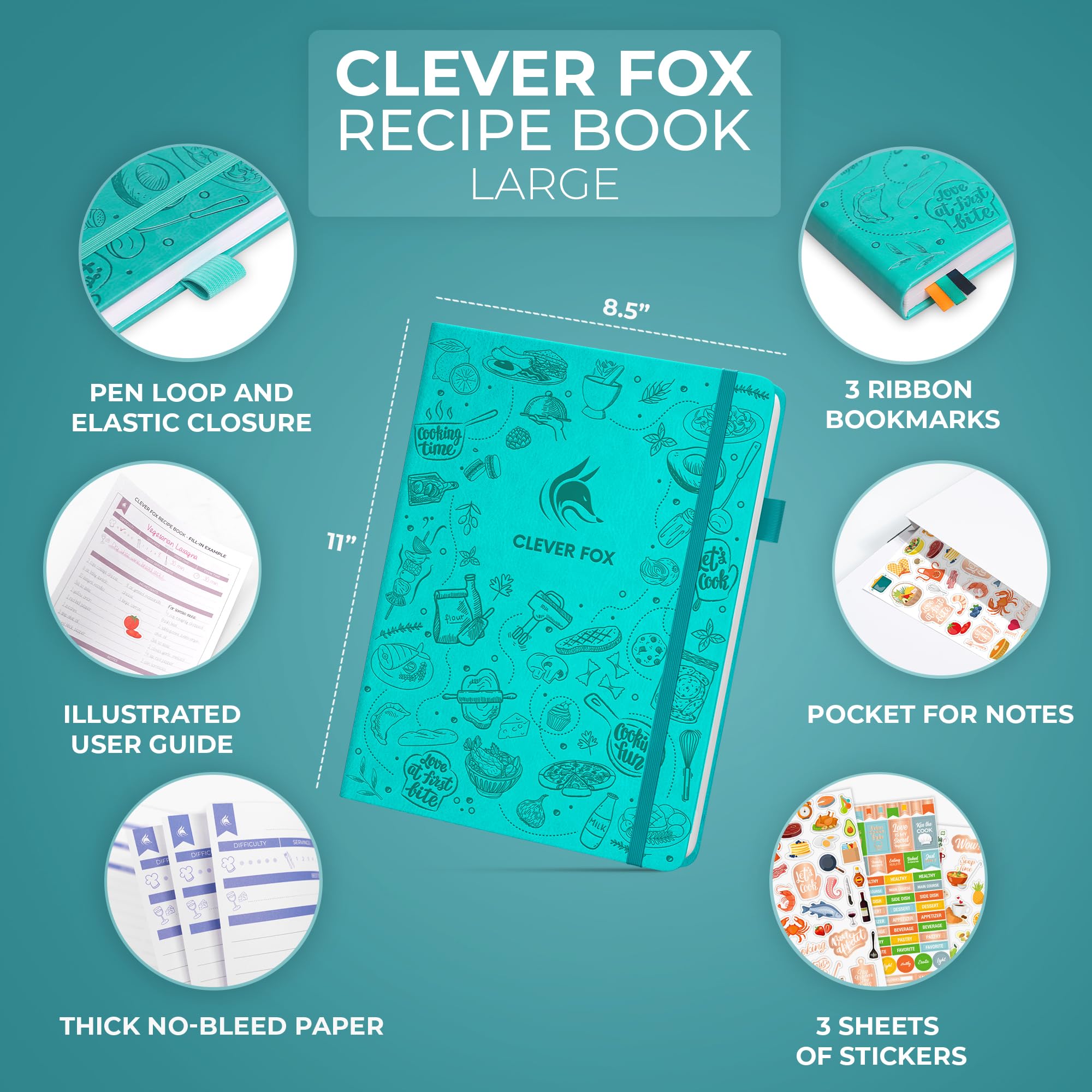 Clever Fox Recipe Book, Make Your Own Family Cookbook, Blank Recipe Notebook Organizer - Image 2
