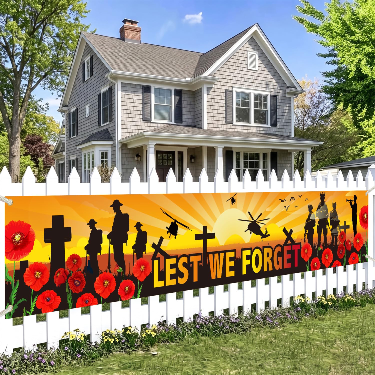 Luvart Remembrance Day Decorations Banner, Lest We Forget Ceremony Supplies